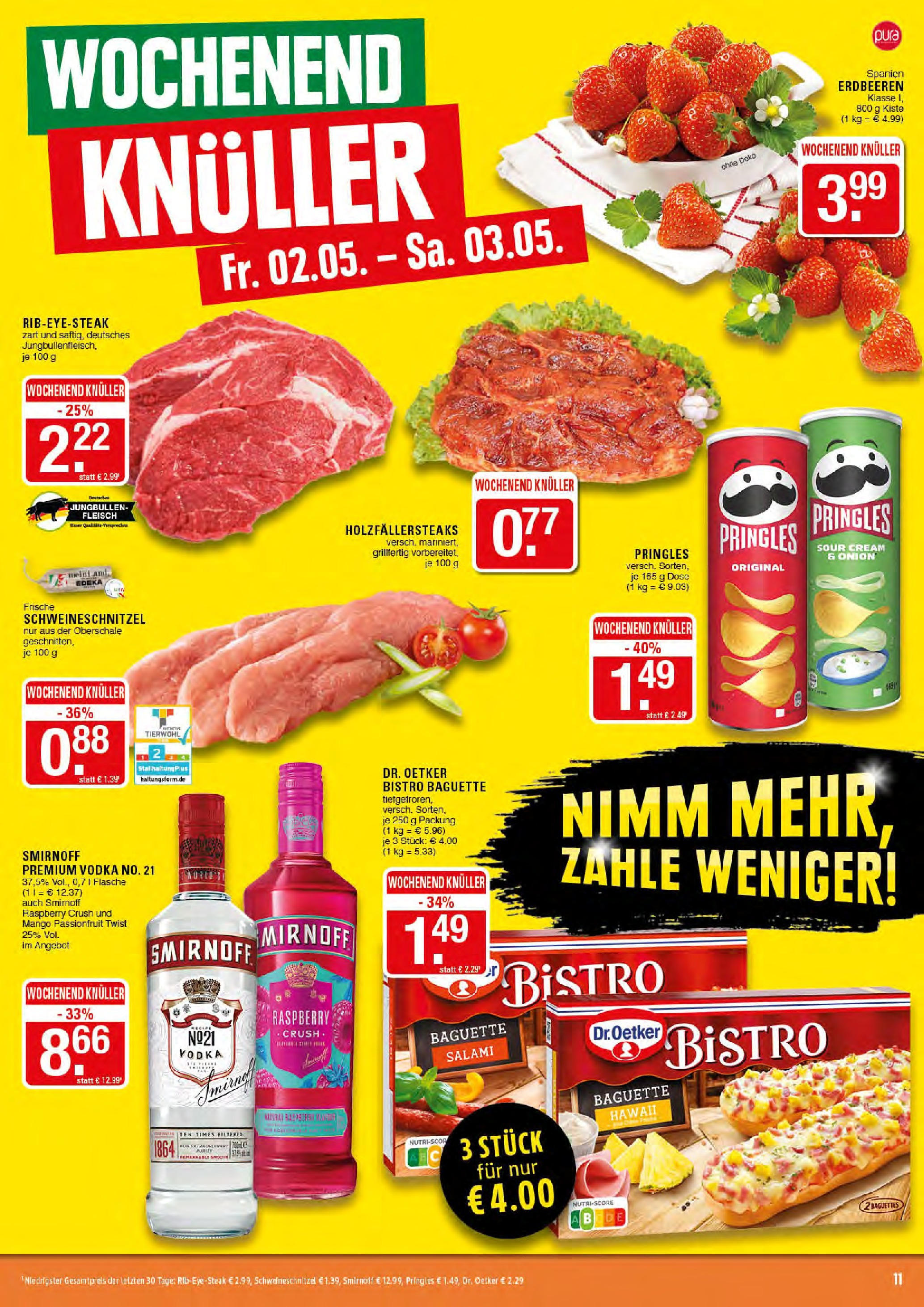 Edeka - EDEKA: Wochenangebote (ab 27.04.2025) » Angebote Online | Seite: 11 | Produkte: Smirnoff, Vodka, Chips, Fleisch