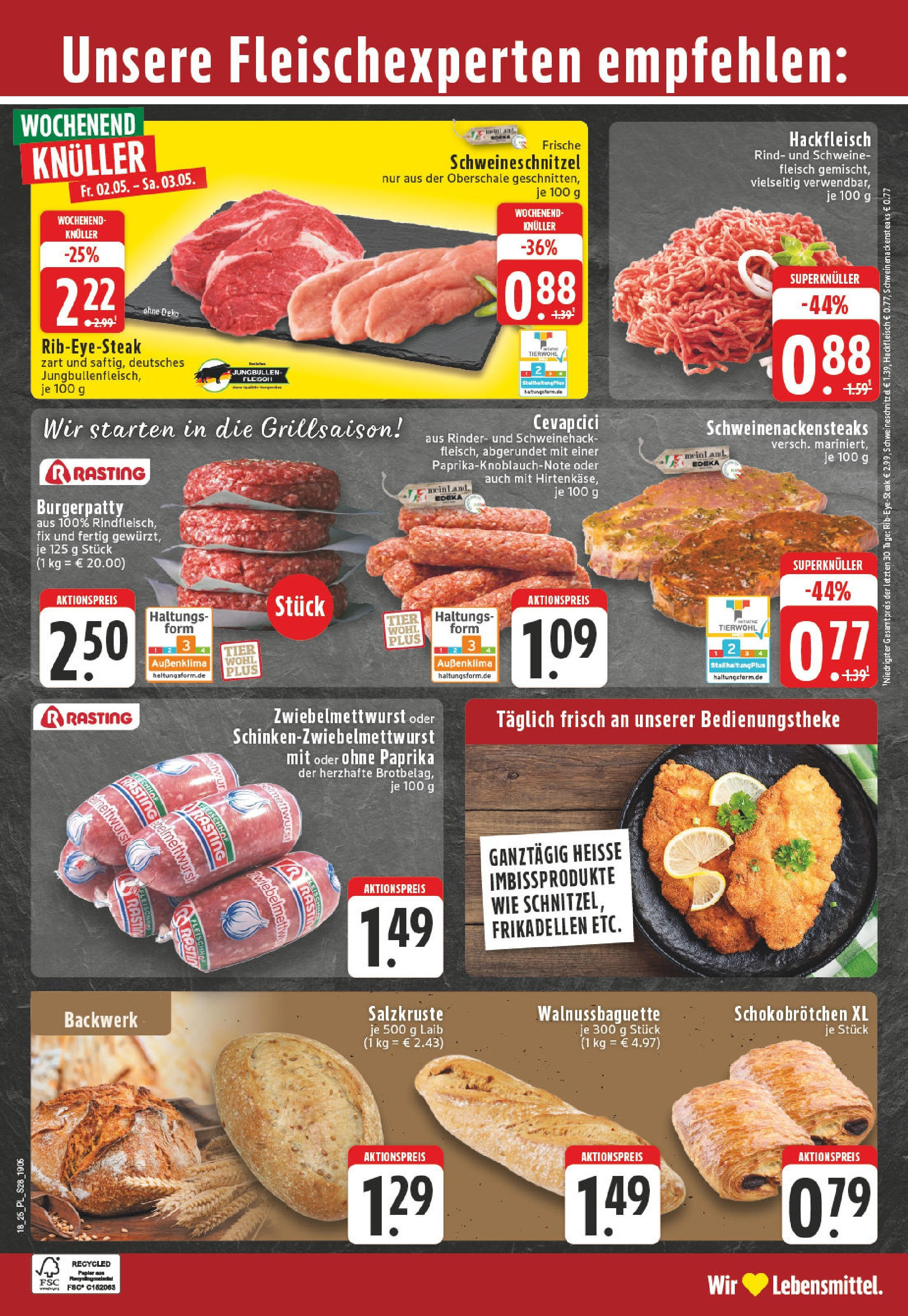 Edeka - EDEKA: Wochenangebote (ab 27.04.2025) » Angebote Online | Seite: 28 | Produkte: Cevapcici, Baguette, Schnitzel, Hackfleisch Edeka - EDEKA: Wochenangebote (ab 27.04.2025) » Angebote Online | Seite: 28 | Produkte: Cevapcici, Baguette, Schnitzel, Hackfleisch