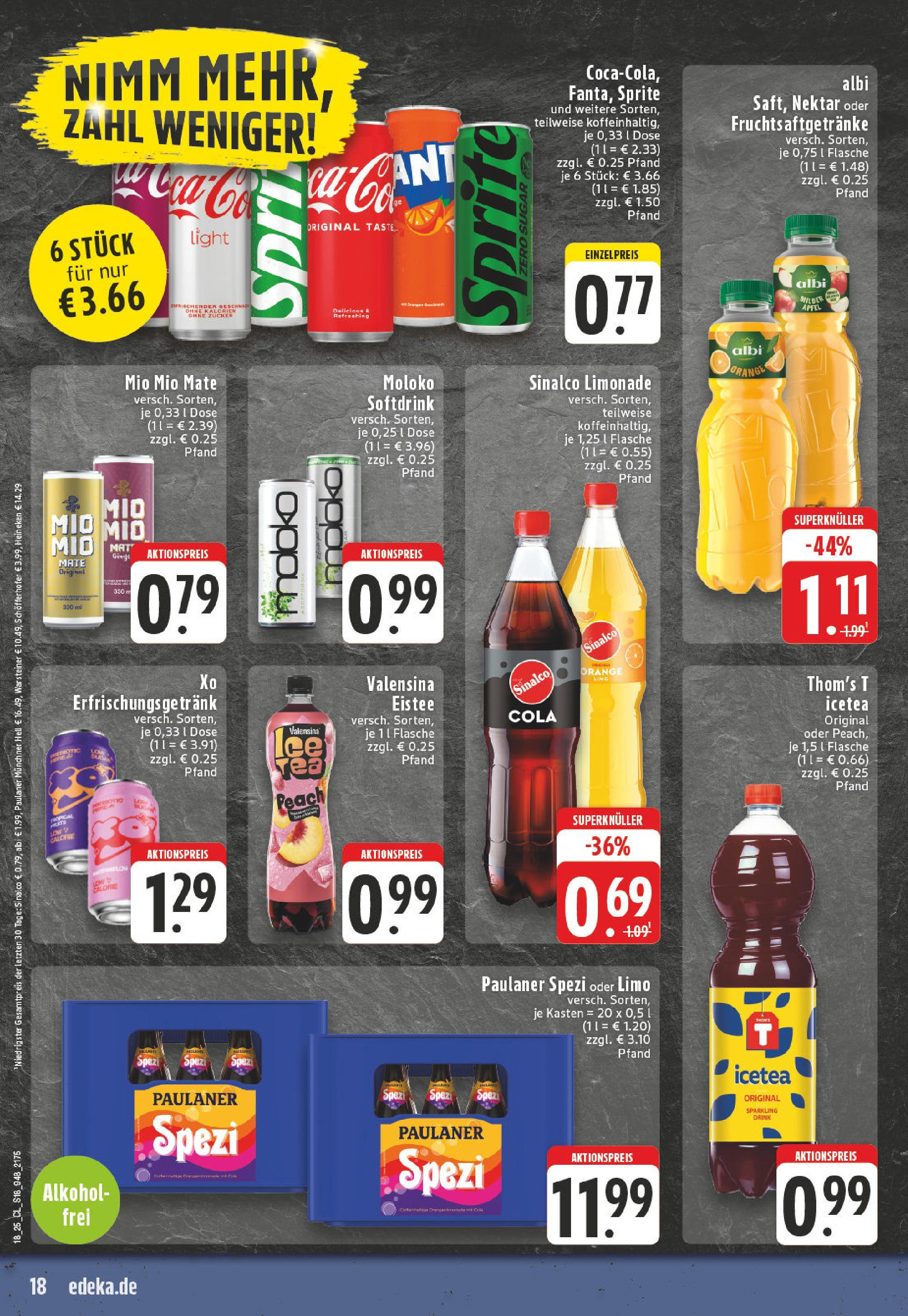 Edeka - EDEKA: Wochenangebote (ab 27.04.2025) » Angebote Online | Seite: 18 | Produkte: Sinalco, Paulaner spezi, Warsteiner, Paulaner Edeka - EDEKA: Wochenangebote (ab 27.04.2025) » Angebote Online | Seite: 18 | Produkte: Sinalco, Paulaner spezi, Warsteiner, Paulaner