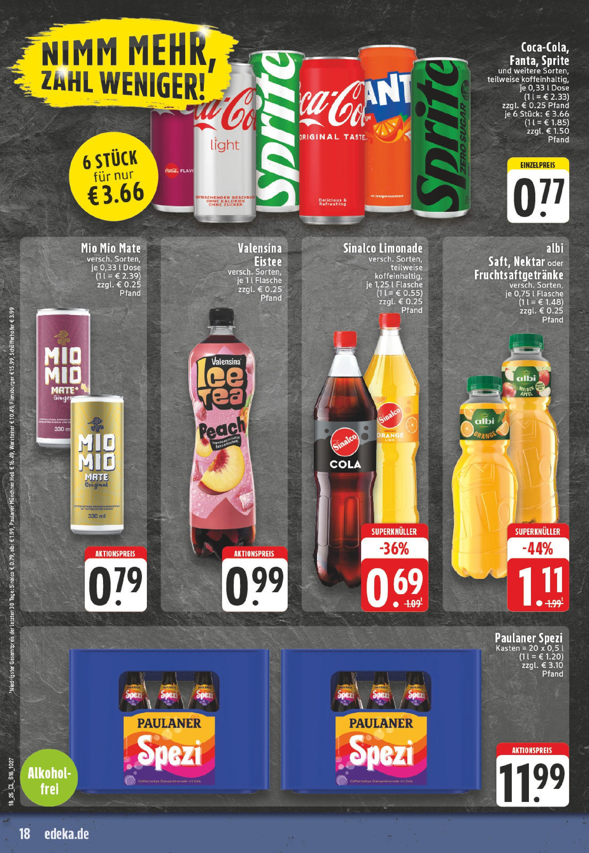 Edeka - EDEKA: Wochenangebote (ab 27.04.2025) » Angebote Online | Seite: 18 | Produkte: Cola, Paulaner spezi, Mio mio mate, Zucker Edeka - EDEKA: Wochenangebote (ab 27.04.2025) » Angebote Online | Seite: 18 | Produkte: Cola, Paulaner spezi, Mio mio mate, Zucker