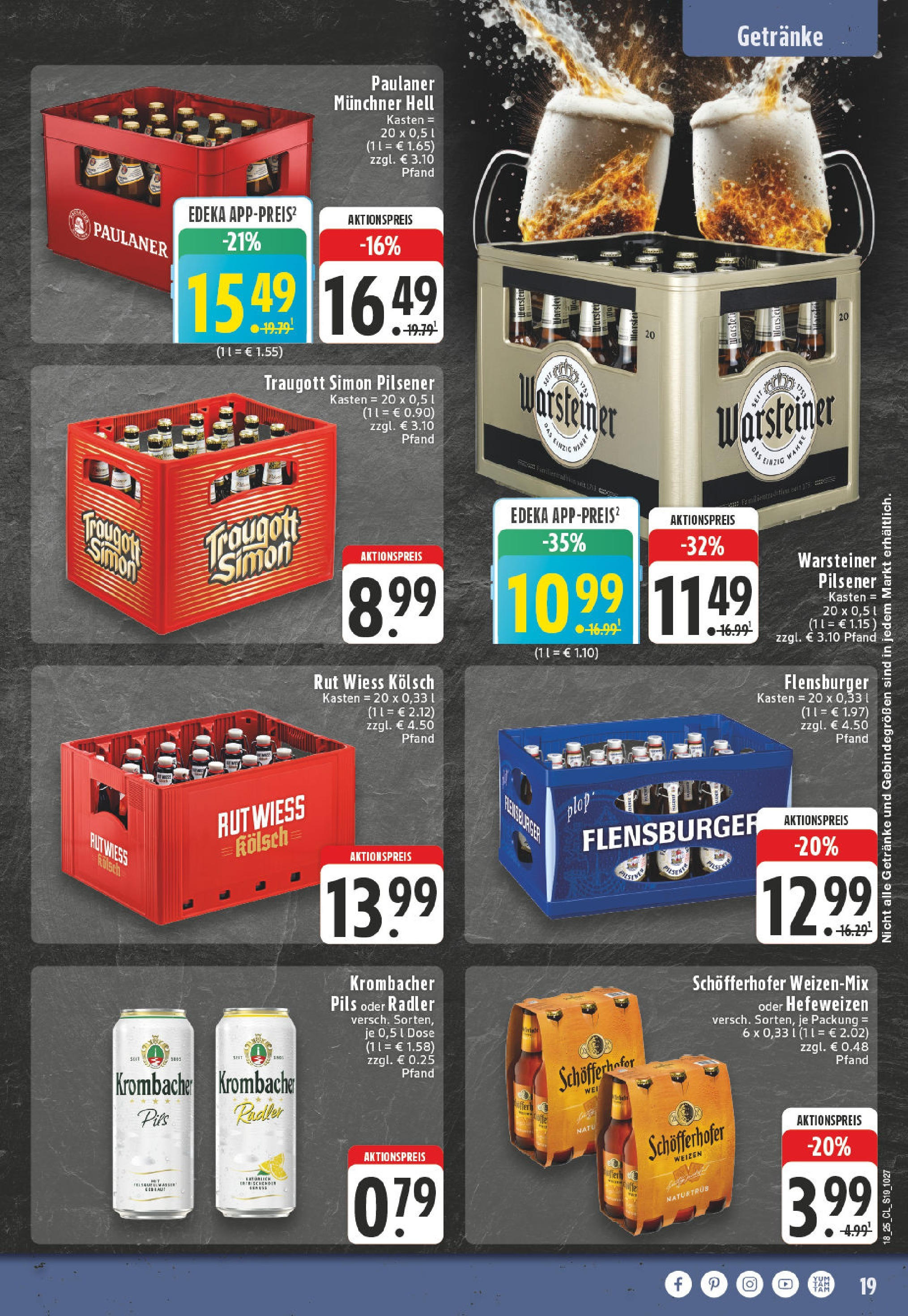 Edeka - EDEKA: Wochenangebote (ab 27.04.2025) » Angebote Online | Seite: 19 | Produkte: Flensburger, Radler, Warsteiner, Krombacher Edeka - EDEKA: Wochenangebote (ab 27.04.2025) » Angebote Online | Seite: 19 | Produkte: Flensburger, Radler, Warsteiner, Krombacher