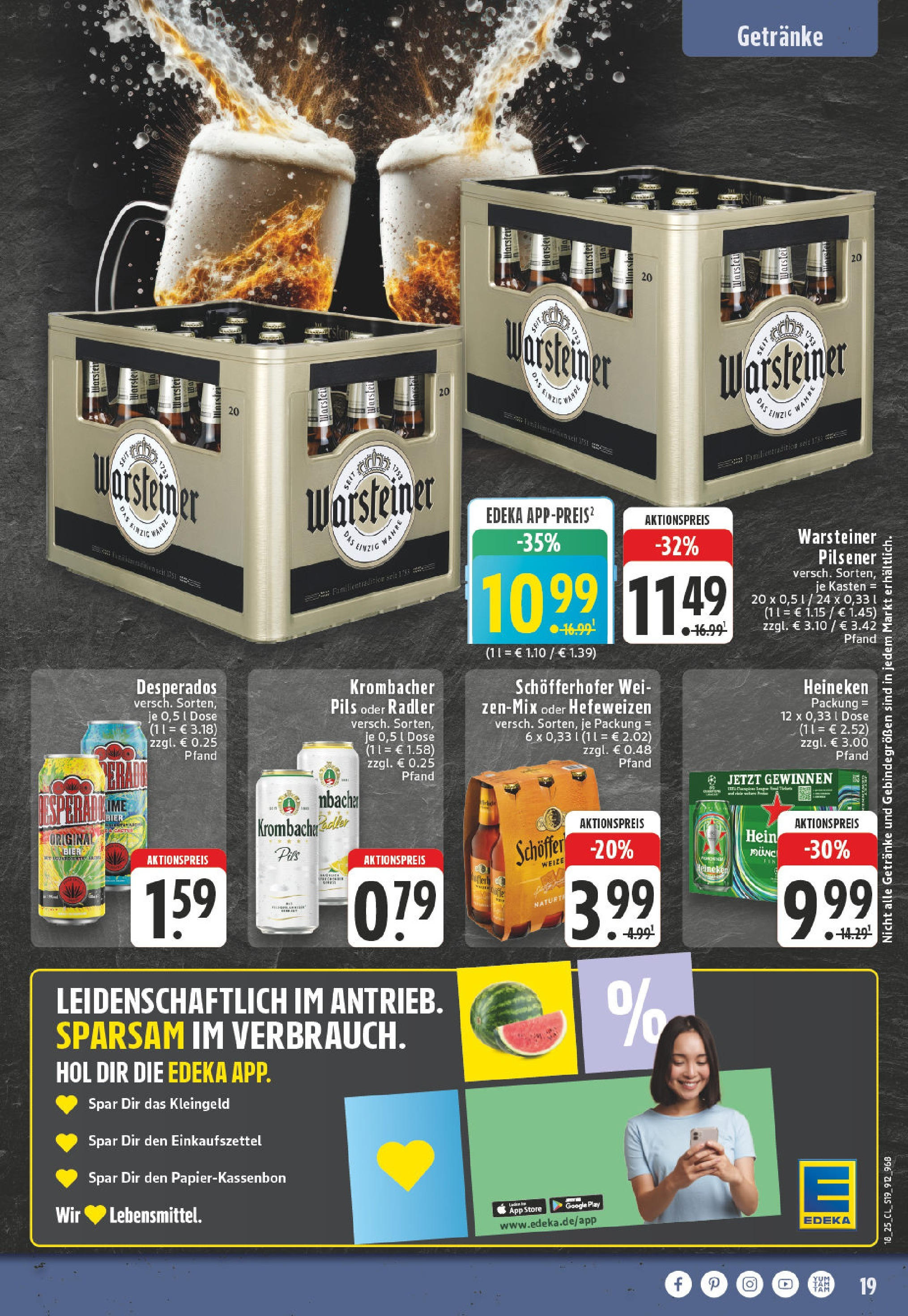 Edeka - EDEKA: Wochenangebote (ab 27.04.2025) » Angebote Online | Seite: 19 | Produkte: Heineken, Radler, Desperados, Krombacher Edeka - EDEKA: Wochenangebote (ab 27.04.2025) » Angebote Online | Seite: 19 | Produkte: Heineken, Radler, Desperados, Krombacher