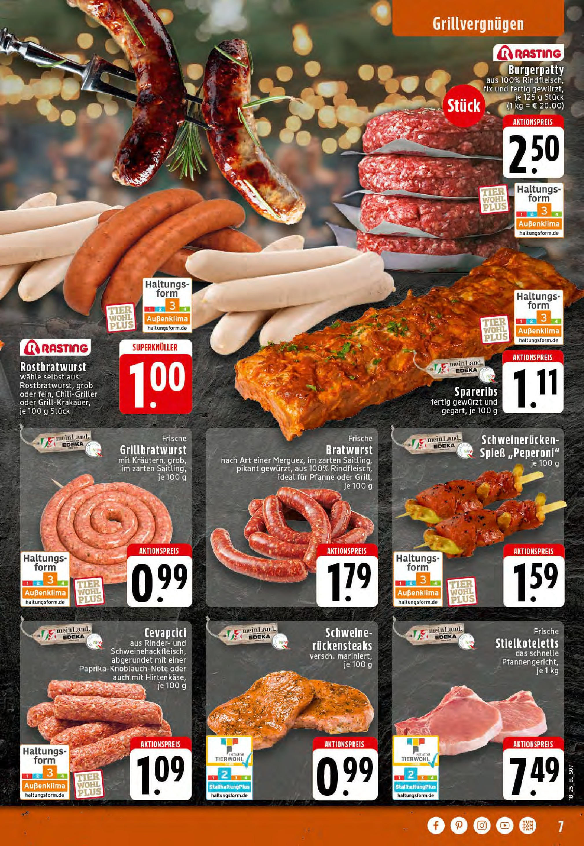 Edeka - EDEKA: Wochenangebote (ab 27.04.2025) » Angebote Online | Seite: 7 | Produkte: Bratwurst, Cevapcici, Burger, Schweinerucken Edeka - EDEKA: Wochenangebote (ab 27.04.2025) » Angebote Online | Seite: 7 | Produkte: Bratwurst, Cevapcici, Burger, Schweinerucken