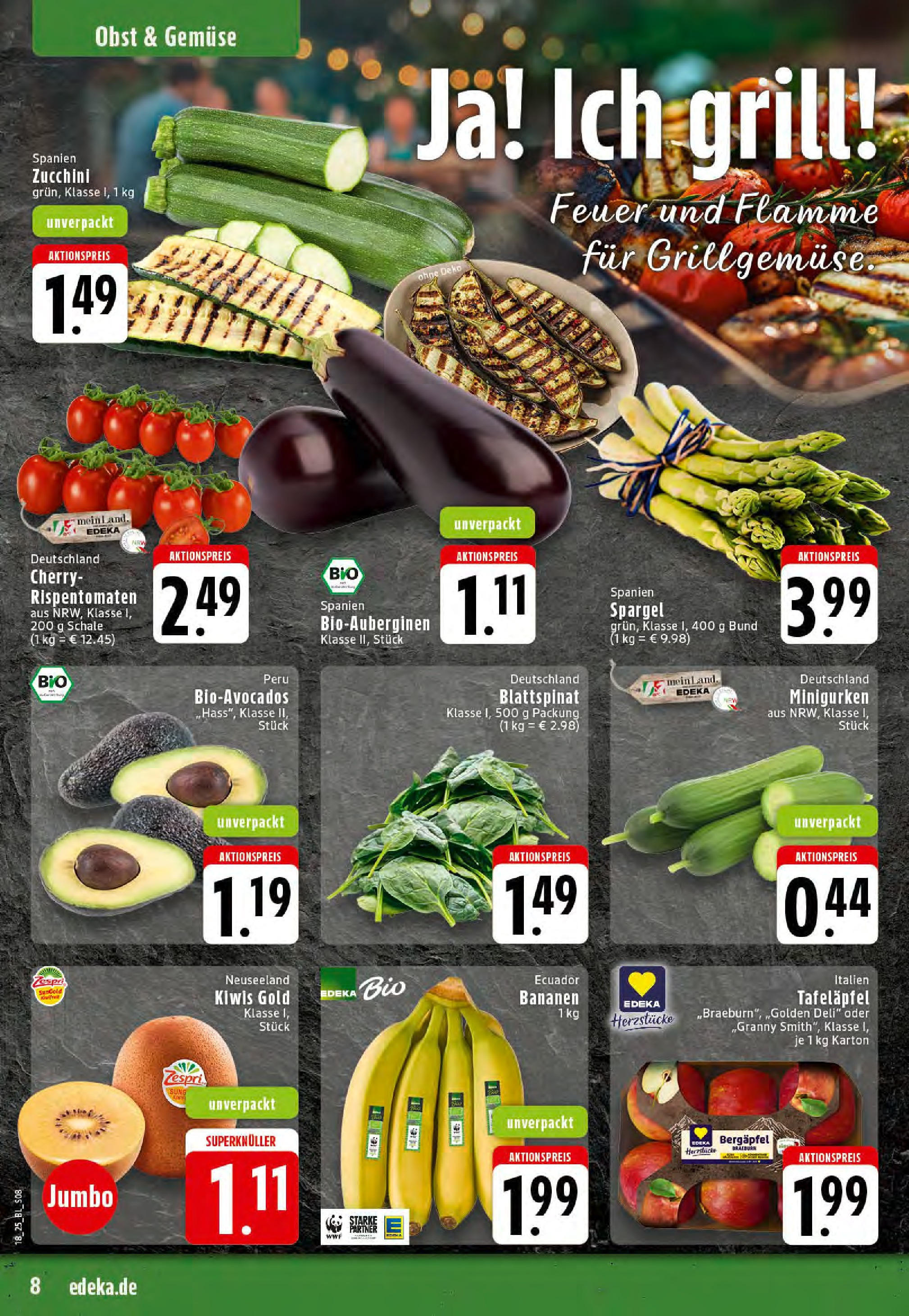 Edeka - EDEKA: Wochenangebote (ab 27.04.2025) » Angebote Online | Seite: 8 | Produkte: Grill, Spargel, Apple, Zucchini Edeka - EDEKA: Wochenangebote (ab 27.04.2025) » Angebote Online | Seite: 8 | Produkte: Grill, Spargel, Apple, Zucchini