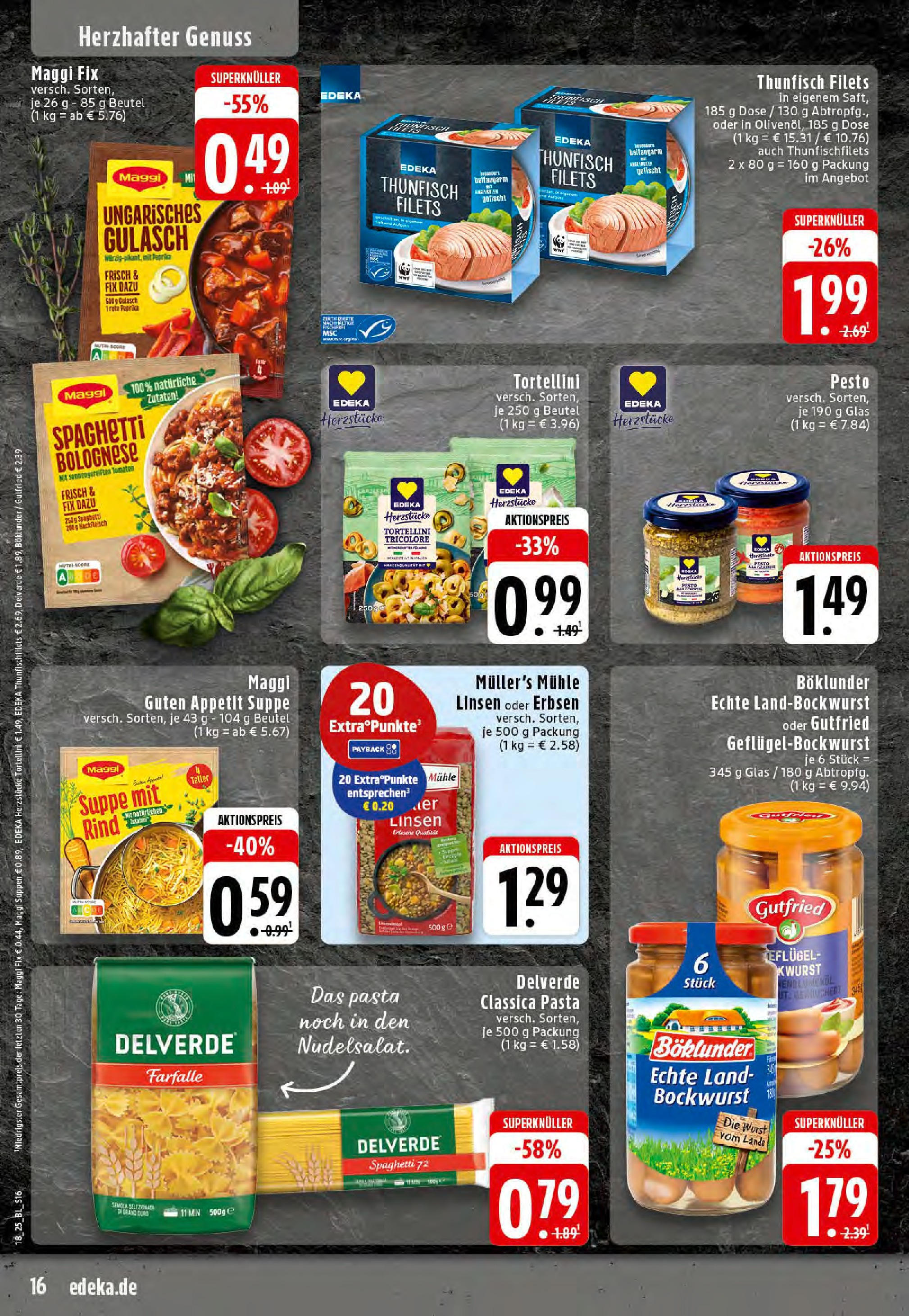 Edeka - EDEKA: Wochenangebote (ab 27.04.2025) » Angebote Online | Seite: 16 | Produkte: Mühle, Paprika, Wurst, Erbsen Edeka - EDEKA: Wochenangebote (ab 27.04.2025) » Angebote Online | Seite: 16 | Produkte: Mühle, Paprika, Wurst, Erbsen
