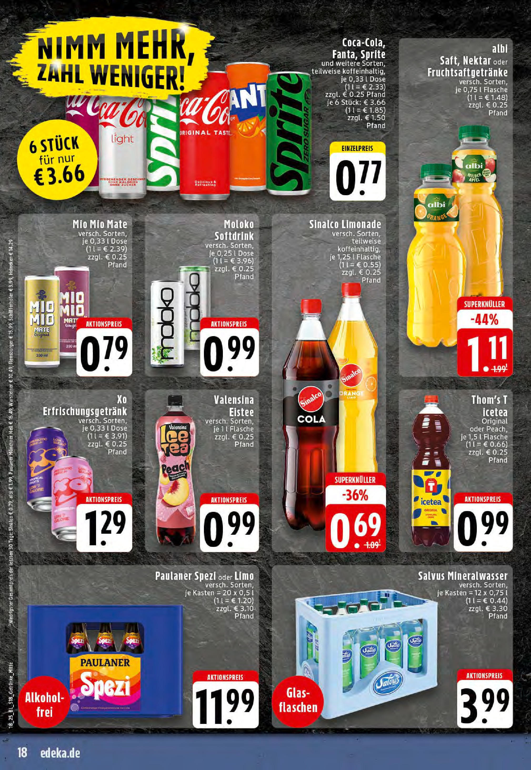 Edeka - EDEKA: Wochenangebote (ab 27.04.2025) » Angebote Online | Seite: 18 | Produkte: Sinalco, Sprite, Paulaner spezi, Limonade Edeka - EDEKA: Wochenangebote (ab 27.04.2025) » Angebote Online | Seite: 18 | Produkte: Sinalco, Sprite, Paulaner spezi, Limonade