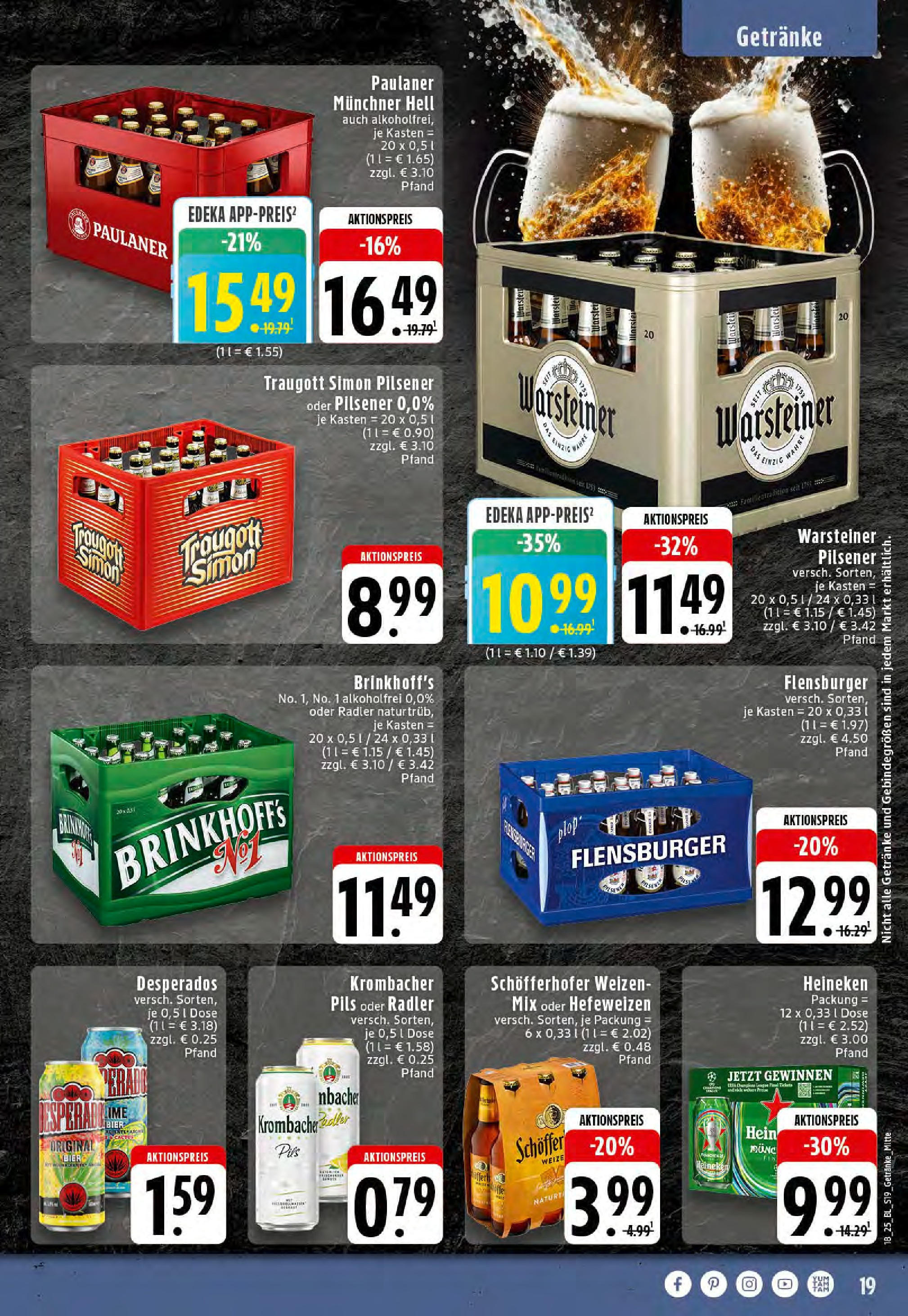 Edeka - EDEKA: Wochenangebote (ab 27.04.2025) » Angebote Online | Seite: 19 | Produkte: Pils, Heineken, Warsteiner, Krombacher Edeka - EDEKA: Wochenangebote (ab 27.04.2025) » Angebote Online | Seite: 19 | Produkte: Pils, Heineken, Warsteiner, Krombacher