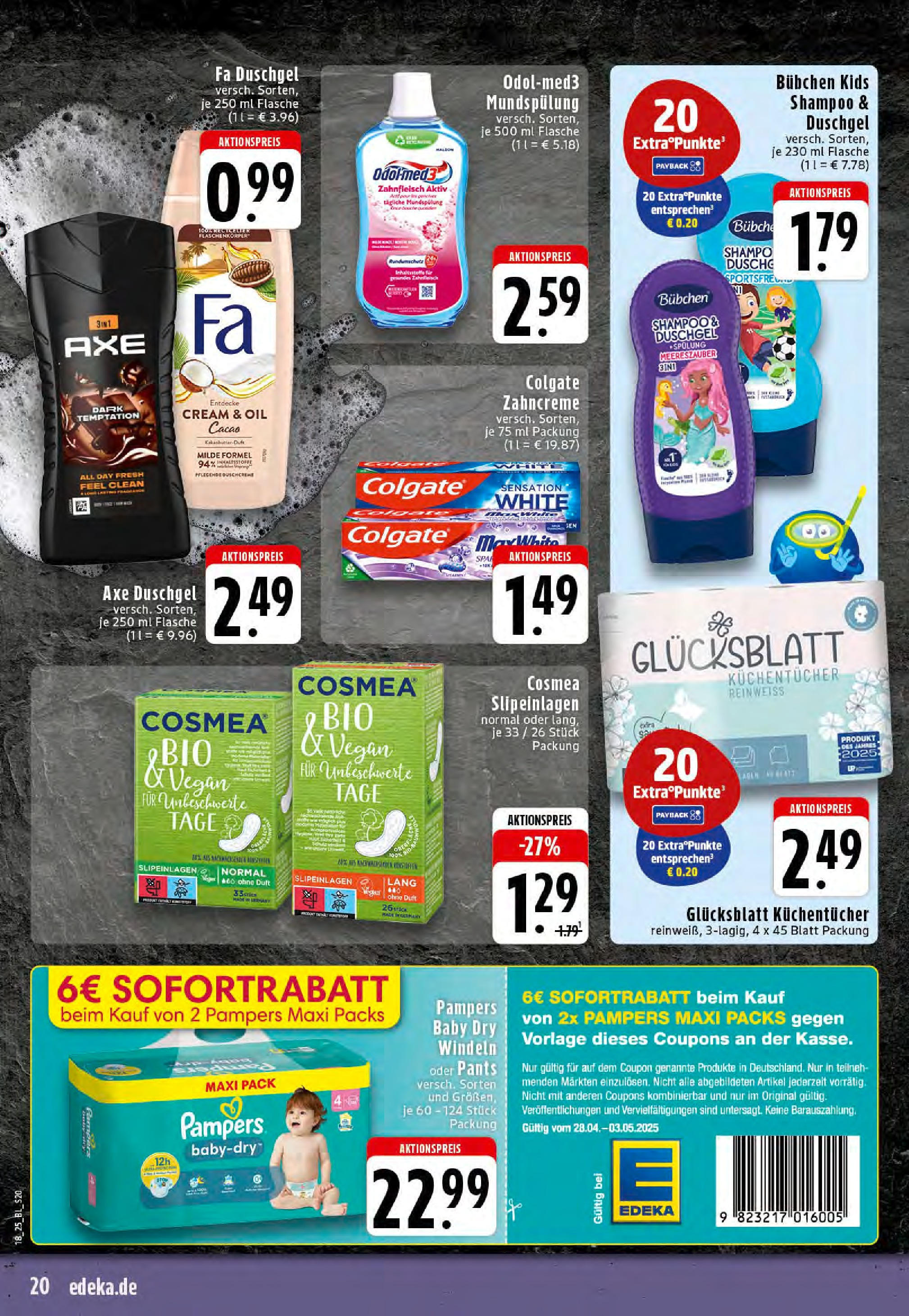 Edeka - EDEKA: Wochenangebote (ab 27.04.2025) » Angebote Online | Seite: 20 | Produkte: Duft, Spülung, Duschgel, Duschcreme Edeka - EDEKA: Wochenangebote (ab 27.04.2025) » Angebote Online | Seite: 20 | Produkte: Duft, Spülung, Duschgel, Duschcreme