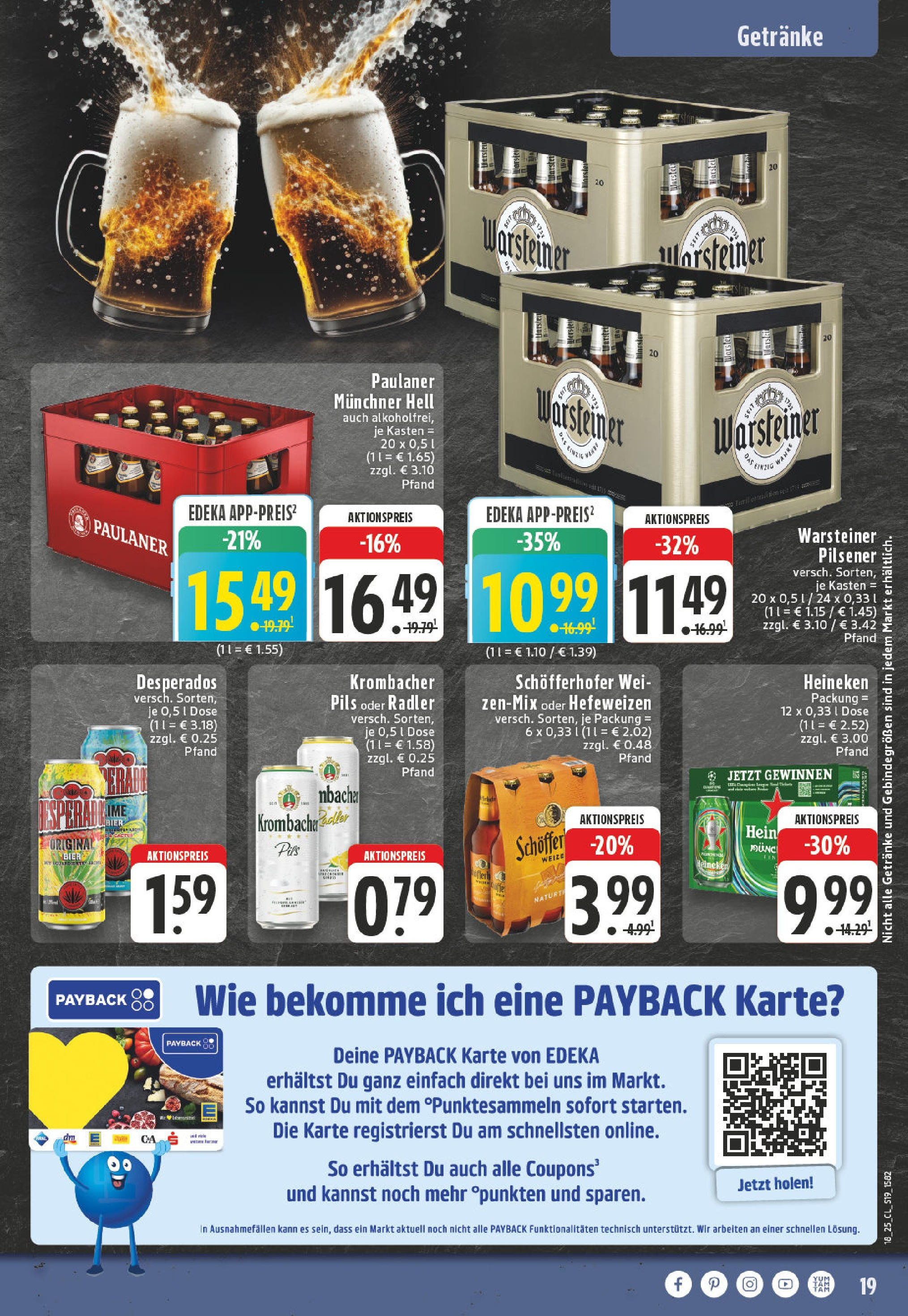 Edeka - EDEKA: Wochenangebote (ab 27.04.2025) » Angebote Online | Seite: 19 | Produkte: Bier, Radler, Desperados, Paulaner Edeka - EDEKA: Wochenangebote (ab 27.04.2025) » Angebote Online | Seite: 19 | Produkte: Bier, Radler, Desperados, Paulaner