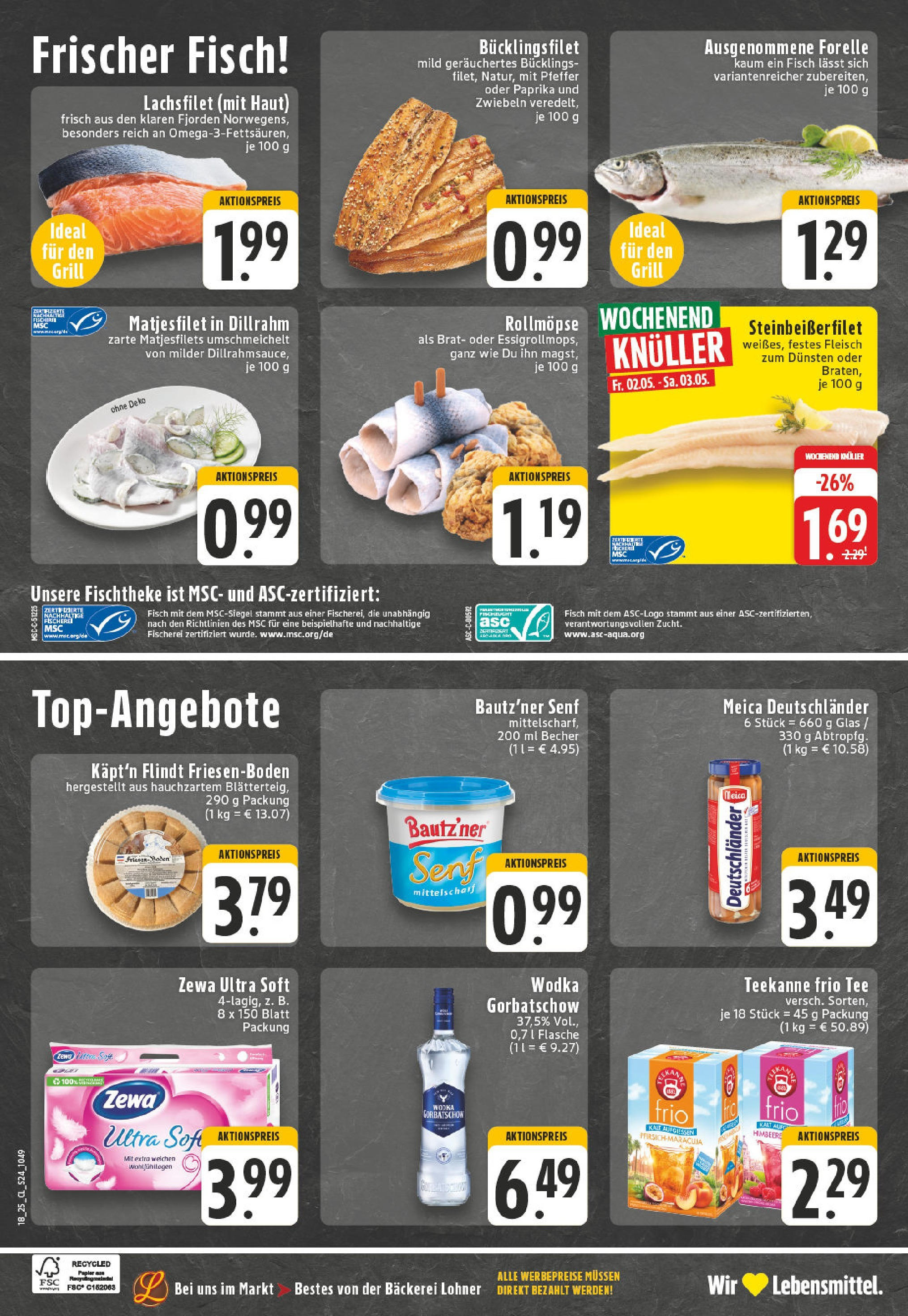 Edeka - EDEKA: Wochenangebote (ab 27.04.2025) » Angebote Online | Seite: 24 | Produkte: Bäckerei, Zewa, Tee, Wodka