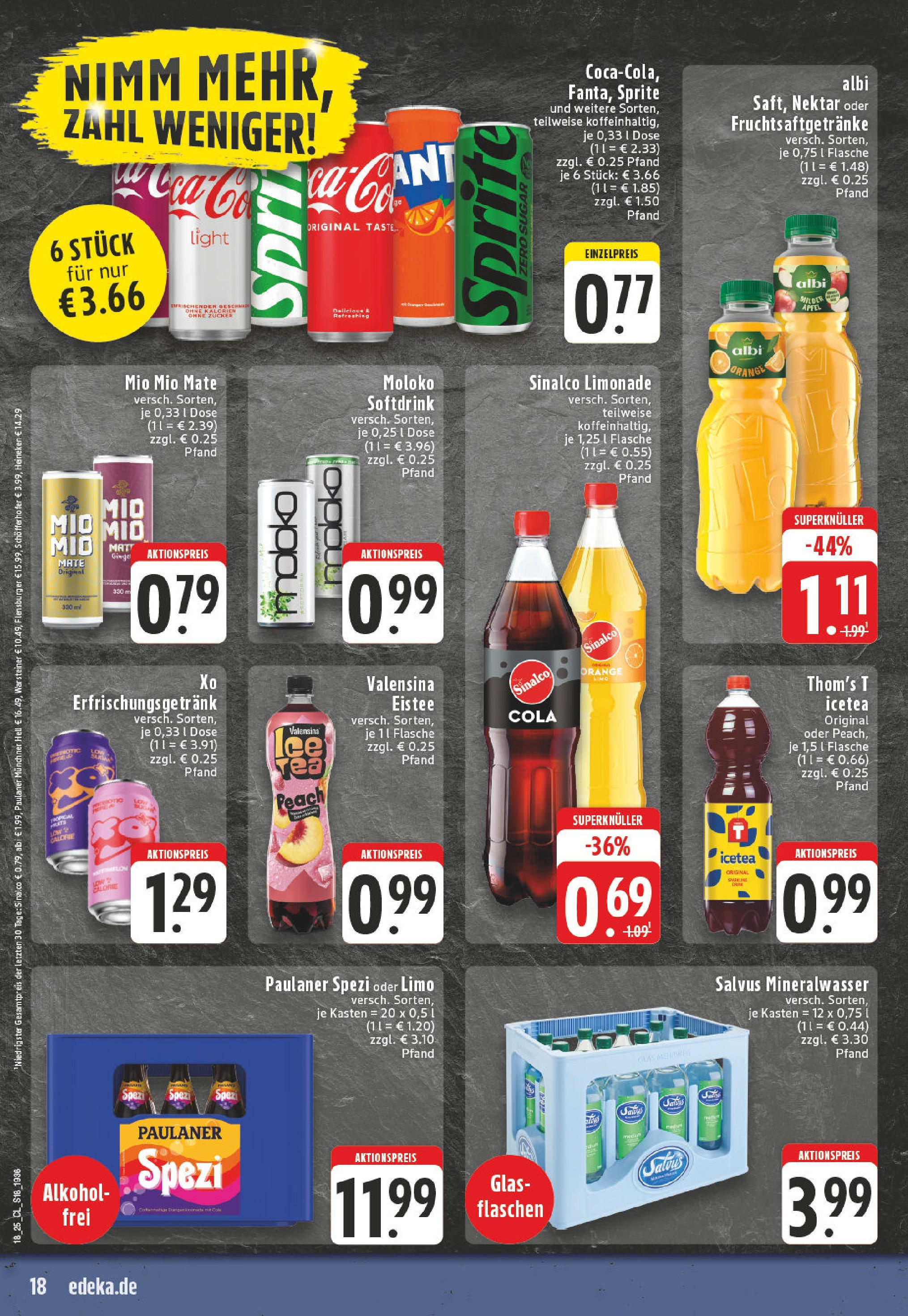 Edeka - EDEKA: Wochenangebote (ab 27.04.2025) » Angebote Online | Seite: 18 | Produkte: Paulaner spezi, Äpfel, Mio mio mate, Mineralwasser Edeka - EDEKA: Wochenangebote (ab 27.04.2025) » Angebote Online | Seite: 18 | Produkte: Paulaner spezi, Äpfel, Mio mio mate, Mineralwasser