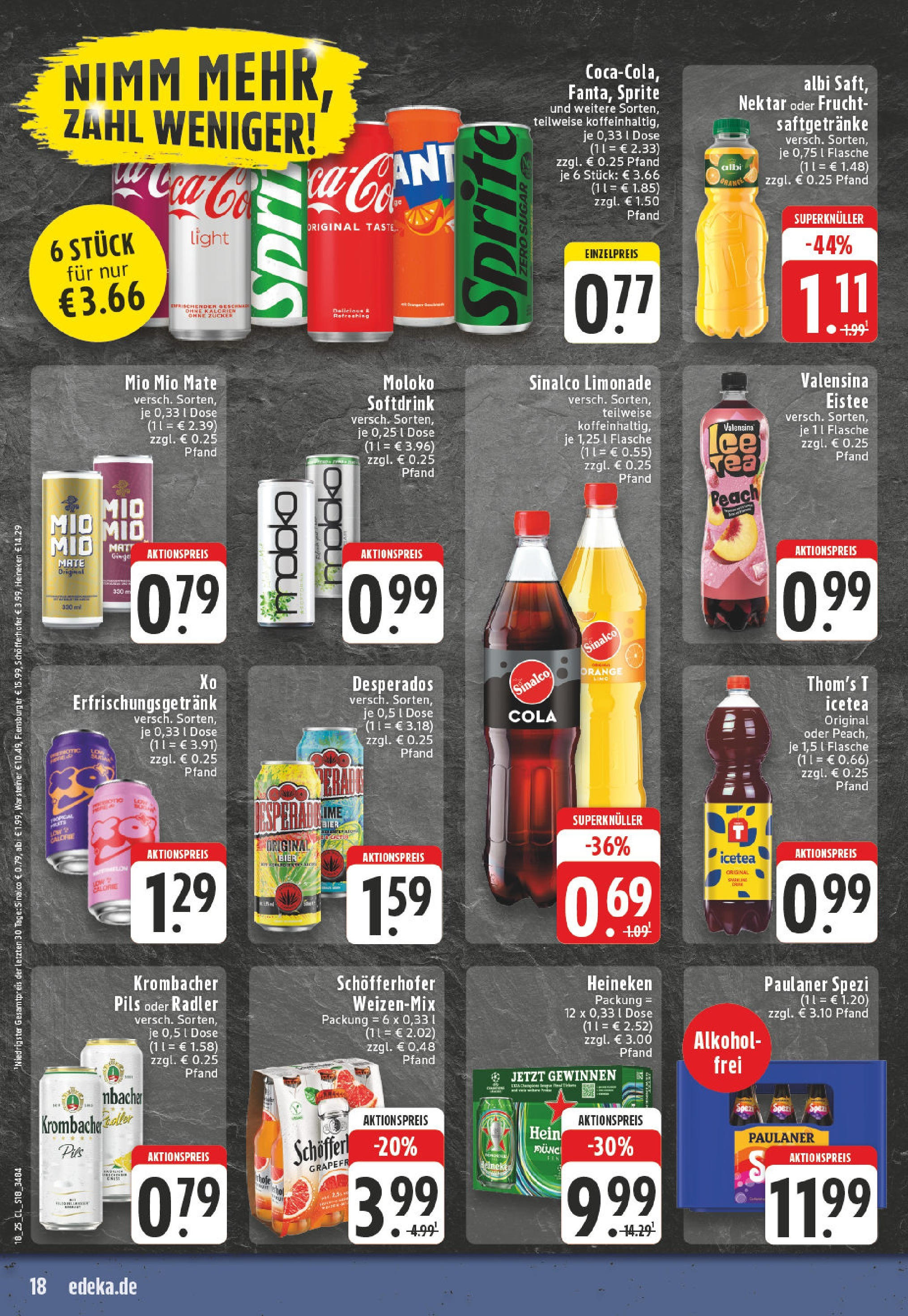 Edeka - EDEKA: Wochenangebote (ab 27.04.2025) » Angebote Online | Seite: 18 | Produkte: Sprite, Limonade, Mio mio mate, Valensina