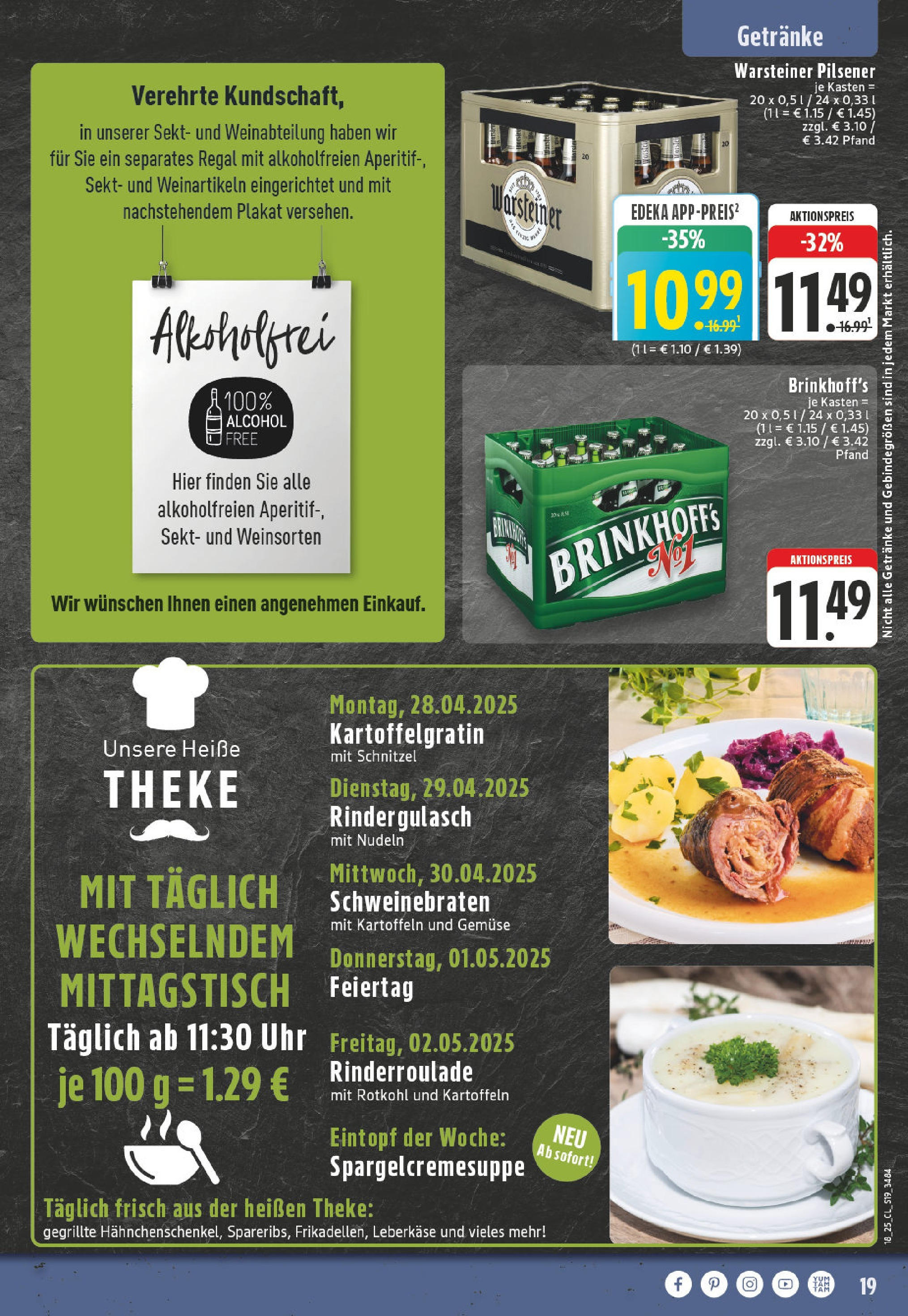 Edeka - EDEKA: Wochenangebote (ab 27.04.2025) » Angebote Online | Seite: 19 | Produkte: Rotkohl, Theke, Nudeln, Uhr
