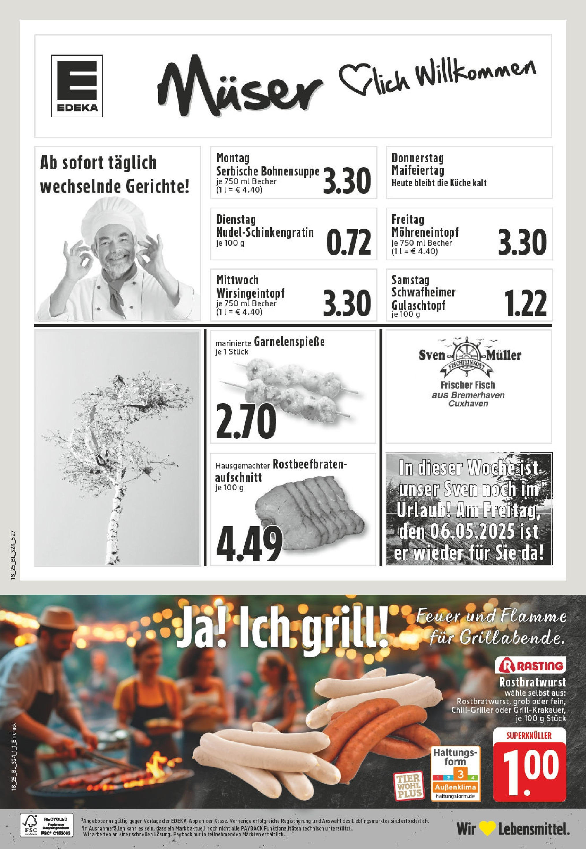 Edeka - EDEKA: Wochenangebote (ab 27.04.2025) » Angebote Online | Seite: 24 | Produkte: Grill, Küche, Fisch Edeka - EDEKA: Wochenangebote (ab 27.04.2025) » Angebote Online | Seite: 24 | Produkte: Grill, Küche, Fisch