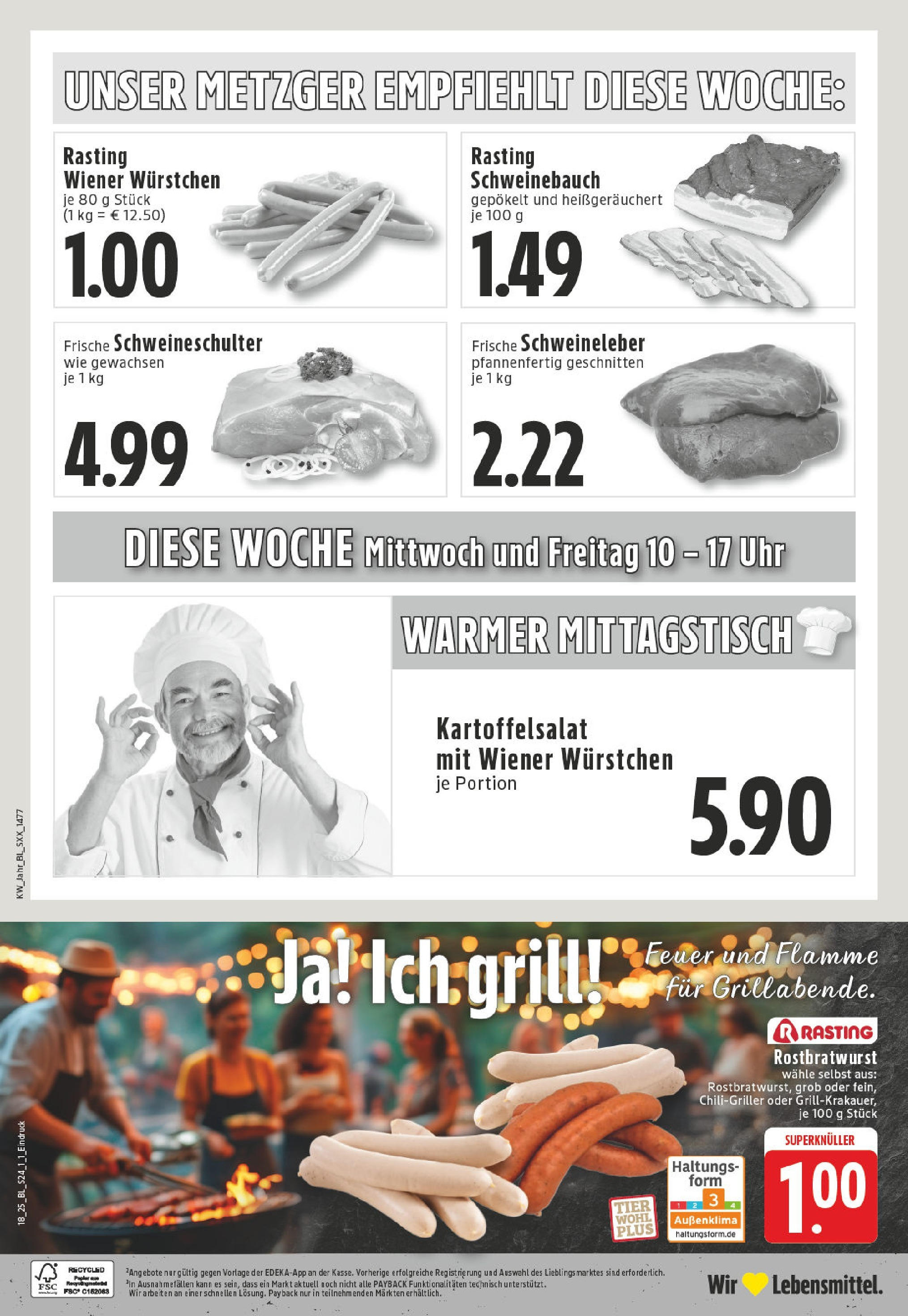 Edeka - EDEKA: Wochenangebote (ab 27.04.2025) » Angebote Online | Seite: 24 | Produkte: Grill, Wiener wurstchen, Schweinebauch, Uhr