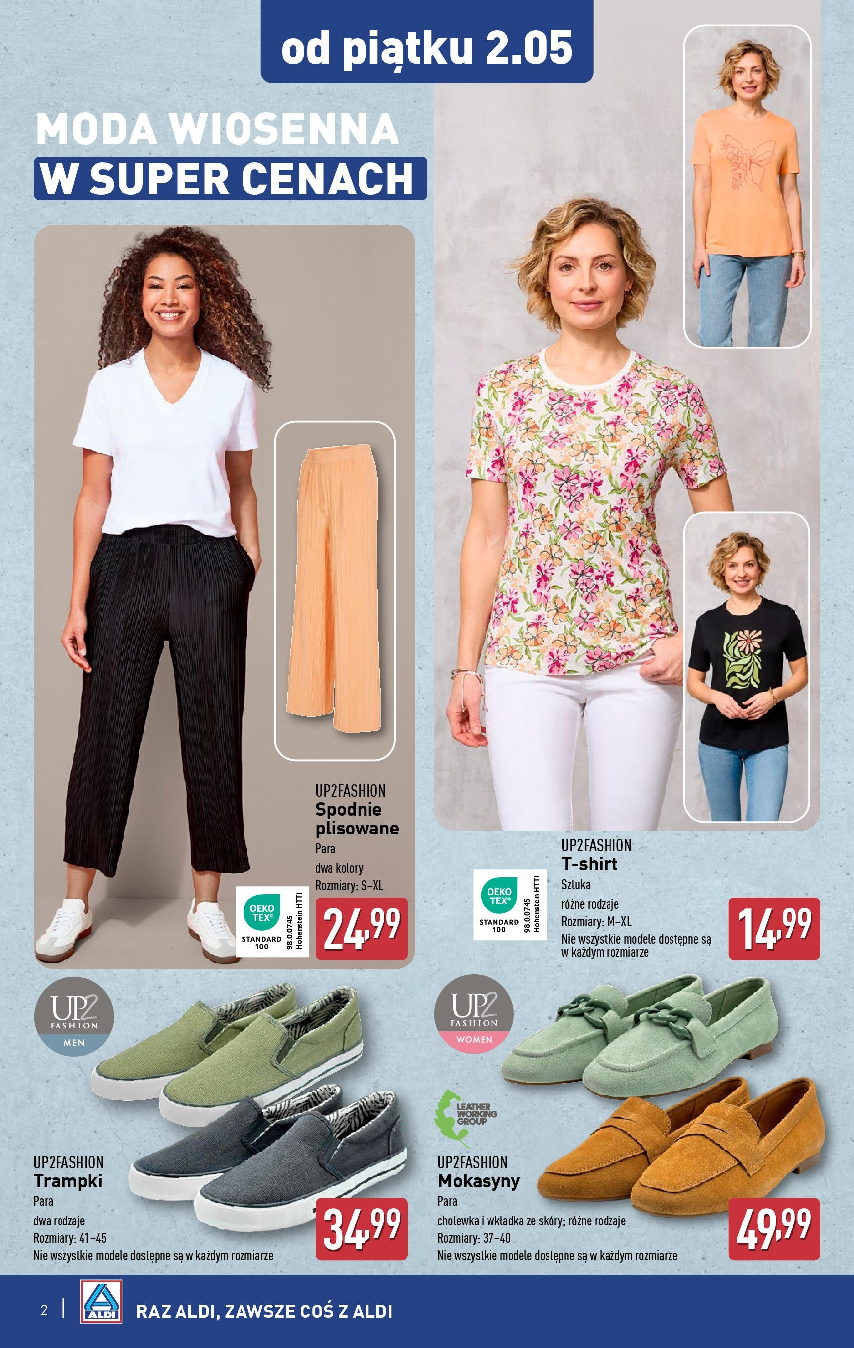 Aldi Gazetka - Promocja od piątku od 02.05.2025 - Ulotka PDF, promocje | Strona: 2 | Produkty: Spodnie, Trampki, Mokasyny