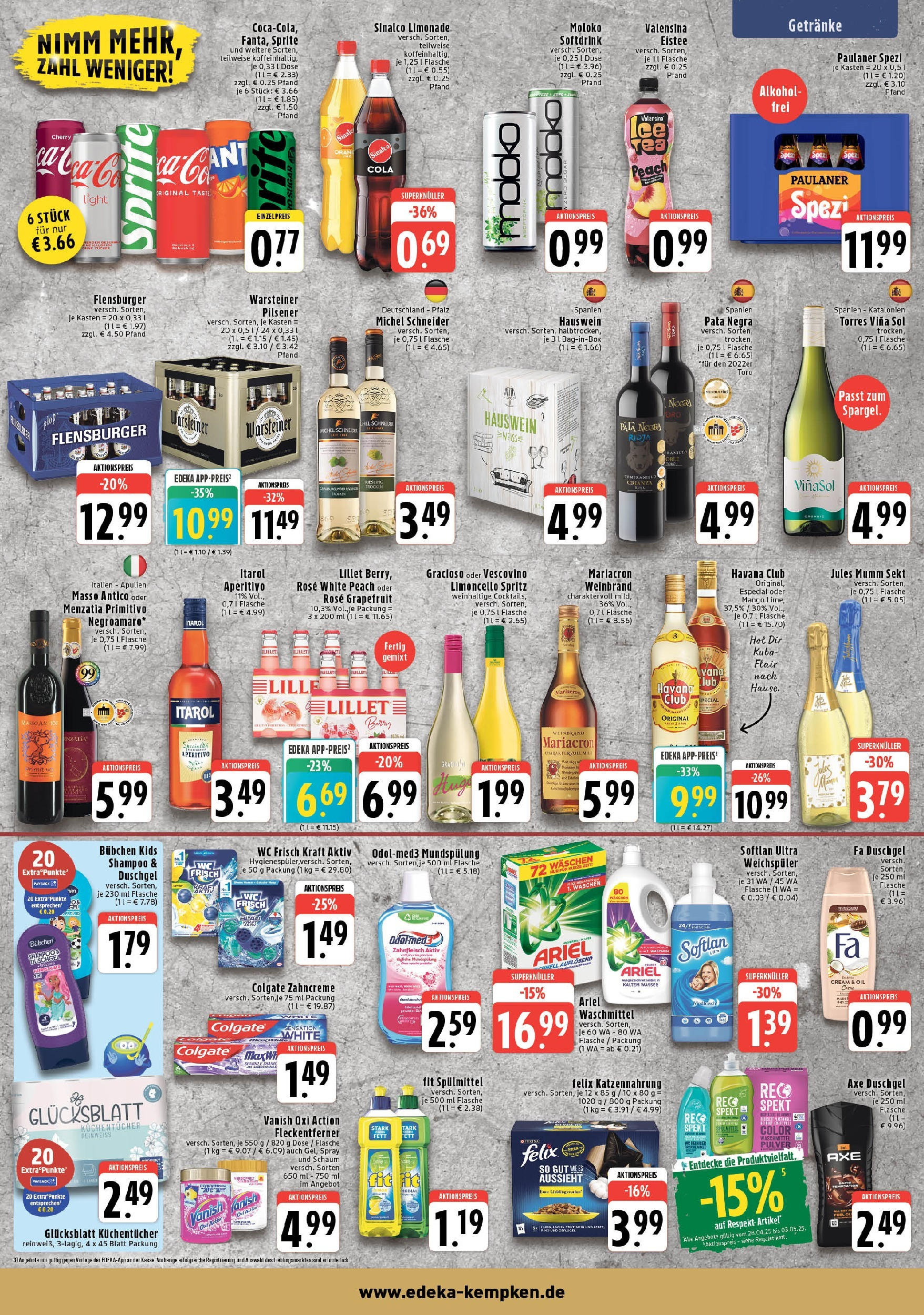 Edeka - EDEKA: Wochenangebote (ab 27.04.2025) » Angebote Online | Seite: 7 | Produkte: Mumm sekt, Sprite, Flensburger, Paulaner