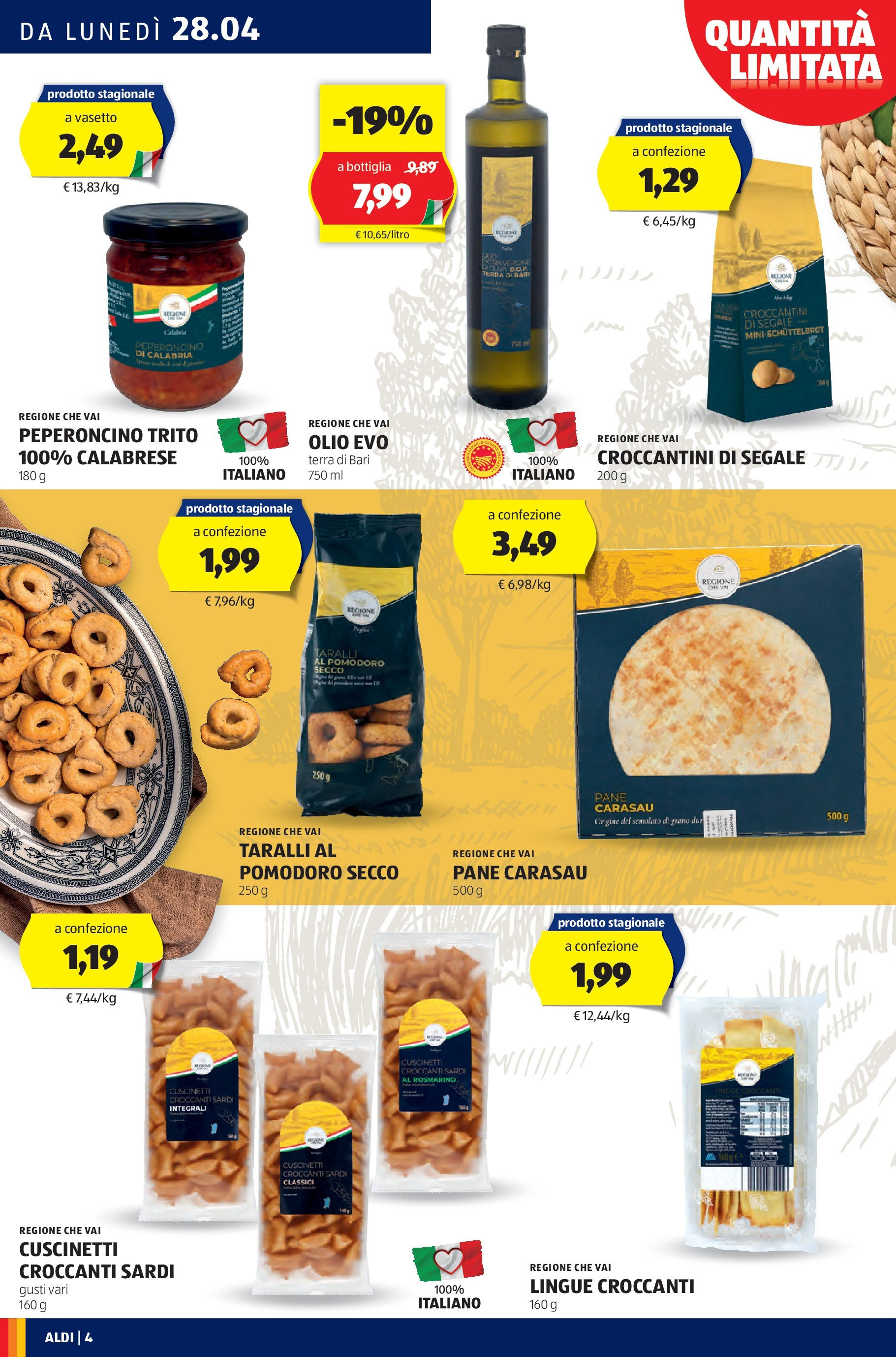 Nuovo Aldi - Regione che vai dal 27/04/2025 > offerte anteprima 🛍️ | Pagina: 4 | Prodotti: Pomodoro, Olio, Olive, Peperoncino
