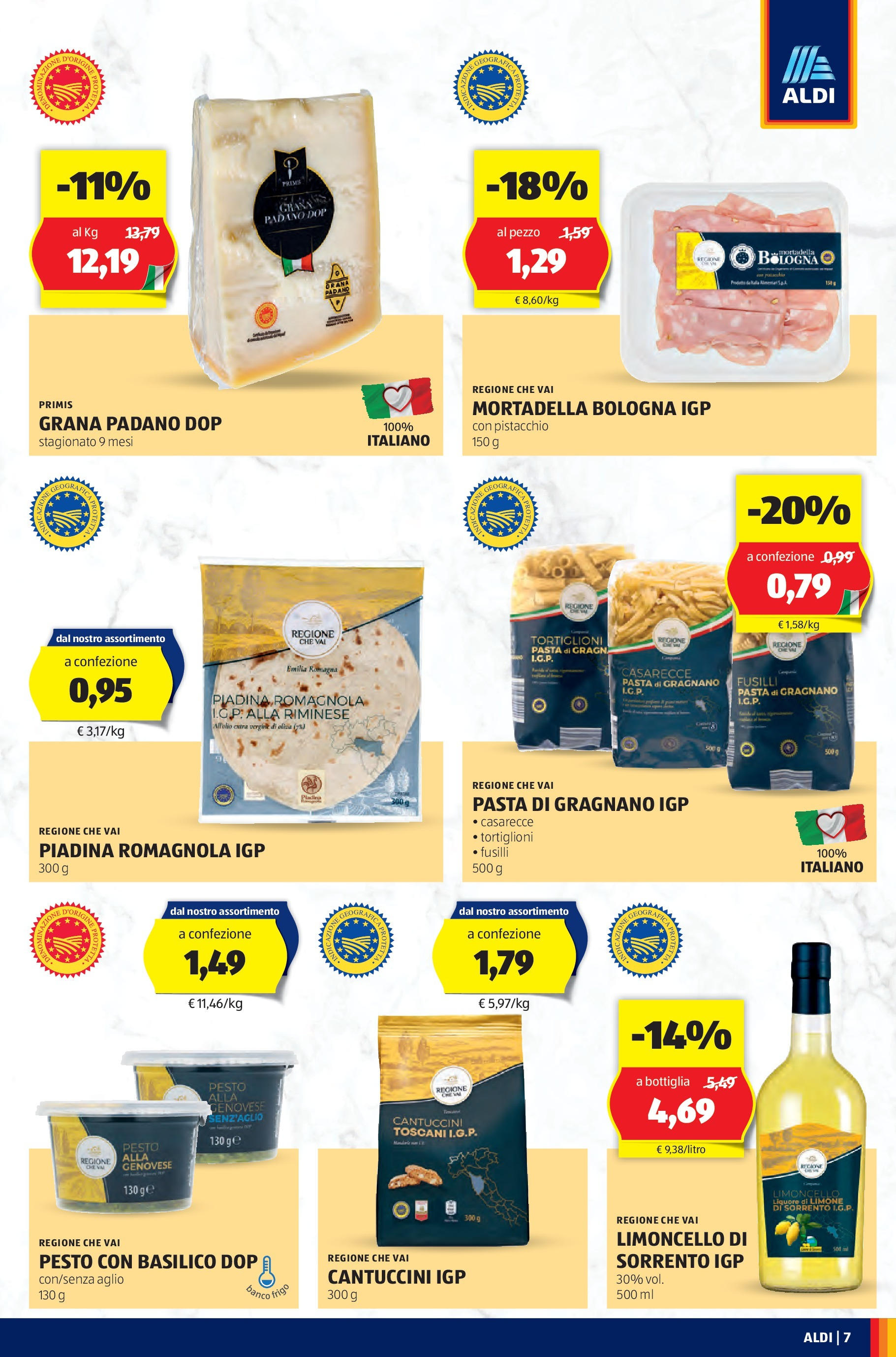 Nuovo Aldi - Regione che vai dal 27/04/2025 > offerte anteprima 🛍️ | Pagina: 7 | Prodotti: Pesto, Basilico, Fusilli, Grana Padano