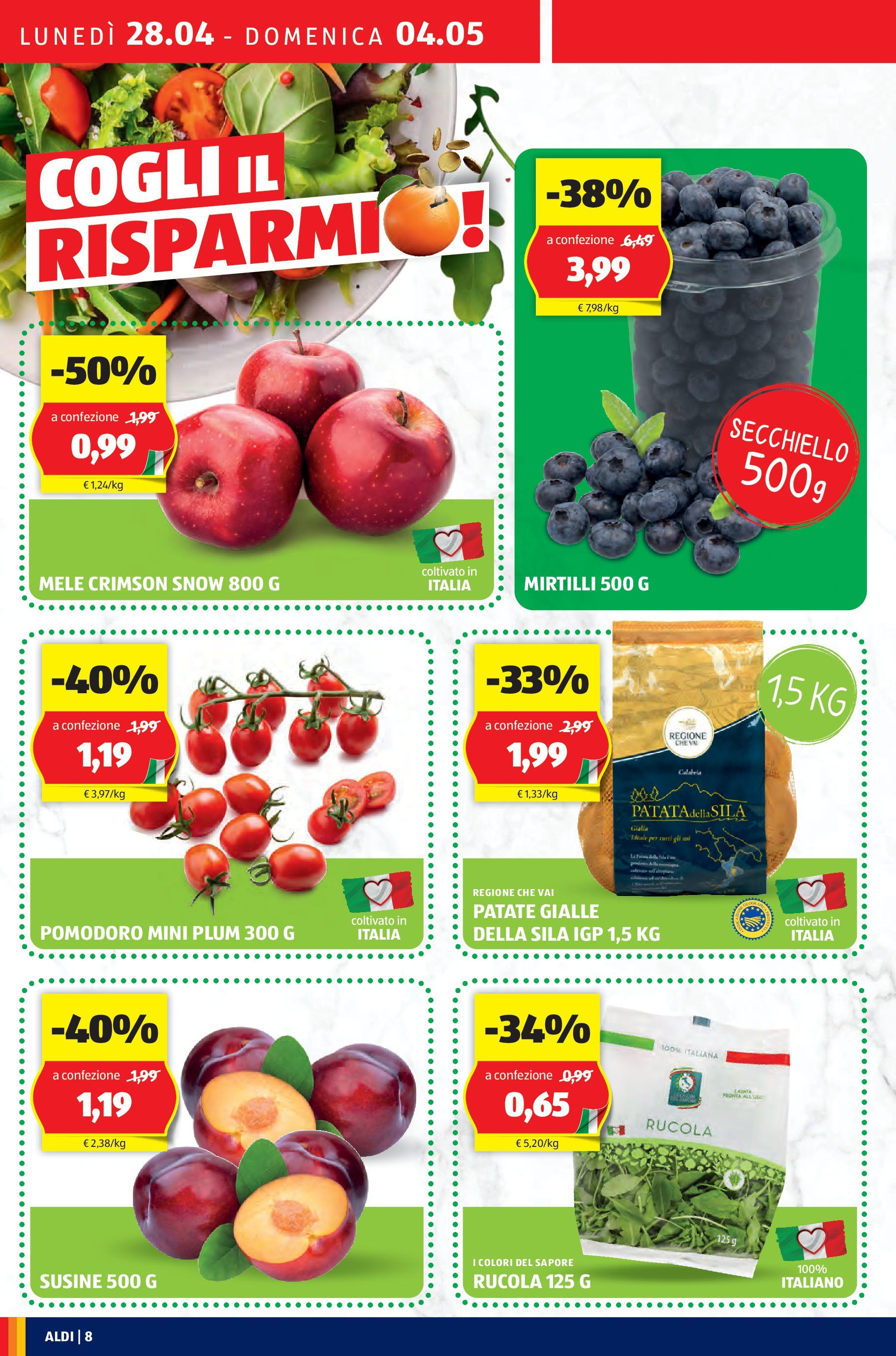 Nuovo Aldi - Regione che vai dal 27/04/2025 > offerte anteprima 🛍️ | Pagina: 8 | Prodotti: Mele, Rucola, Pomodoro, Susine