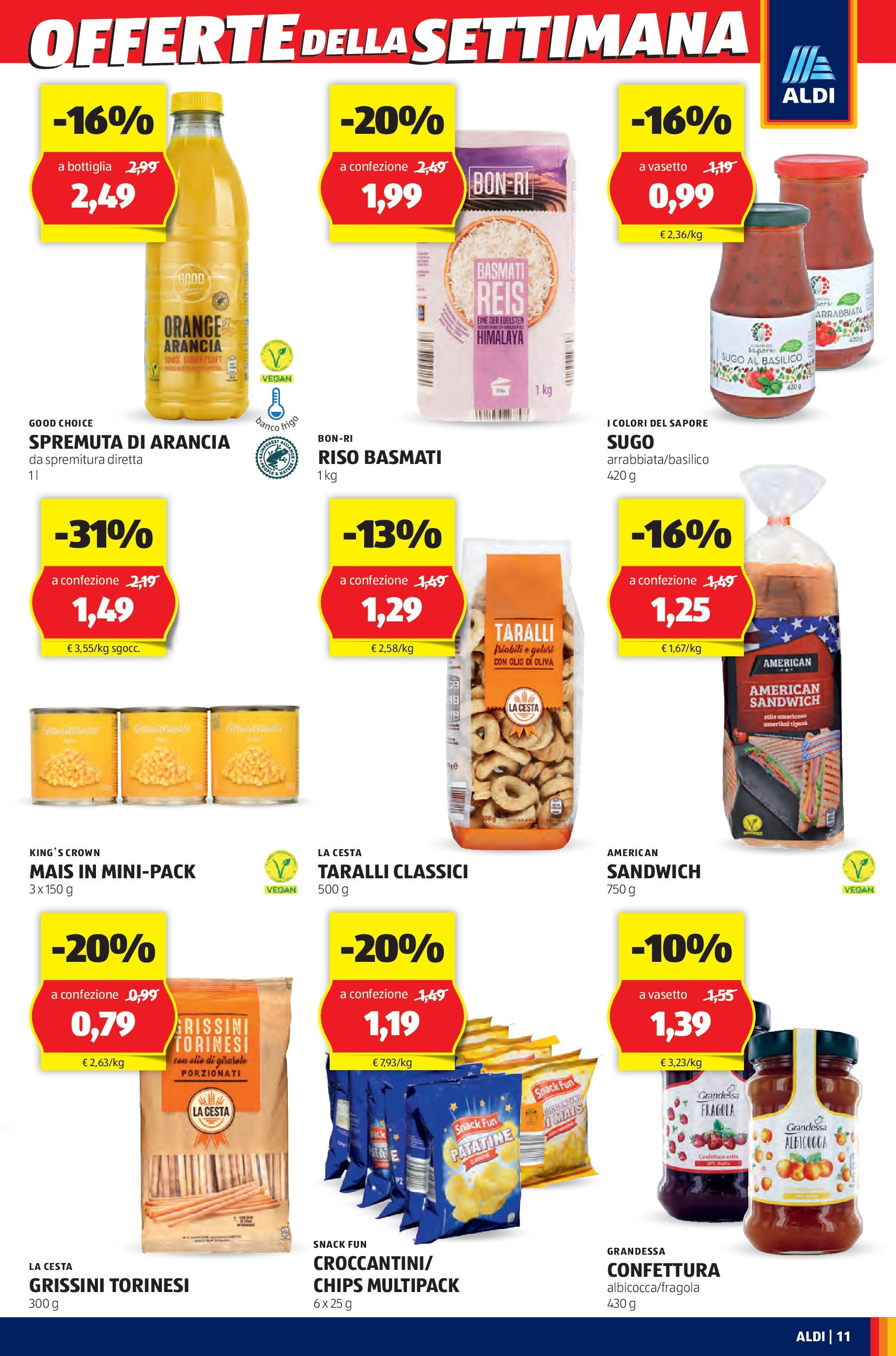 Nuovo Aldi - Regione che vai dal 27/04/2025 > offerte anteprima 🛍️ | Pagina: 11 | Prodotti: Riso Basmati, Basilico, Arancia, Olio di Oliva