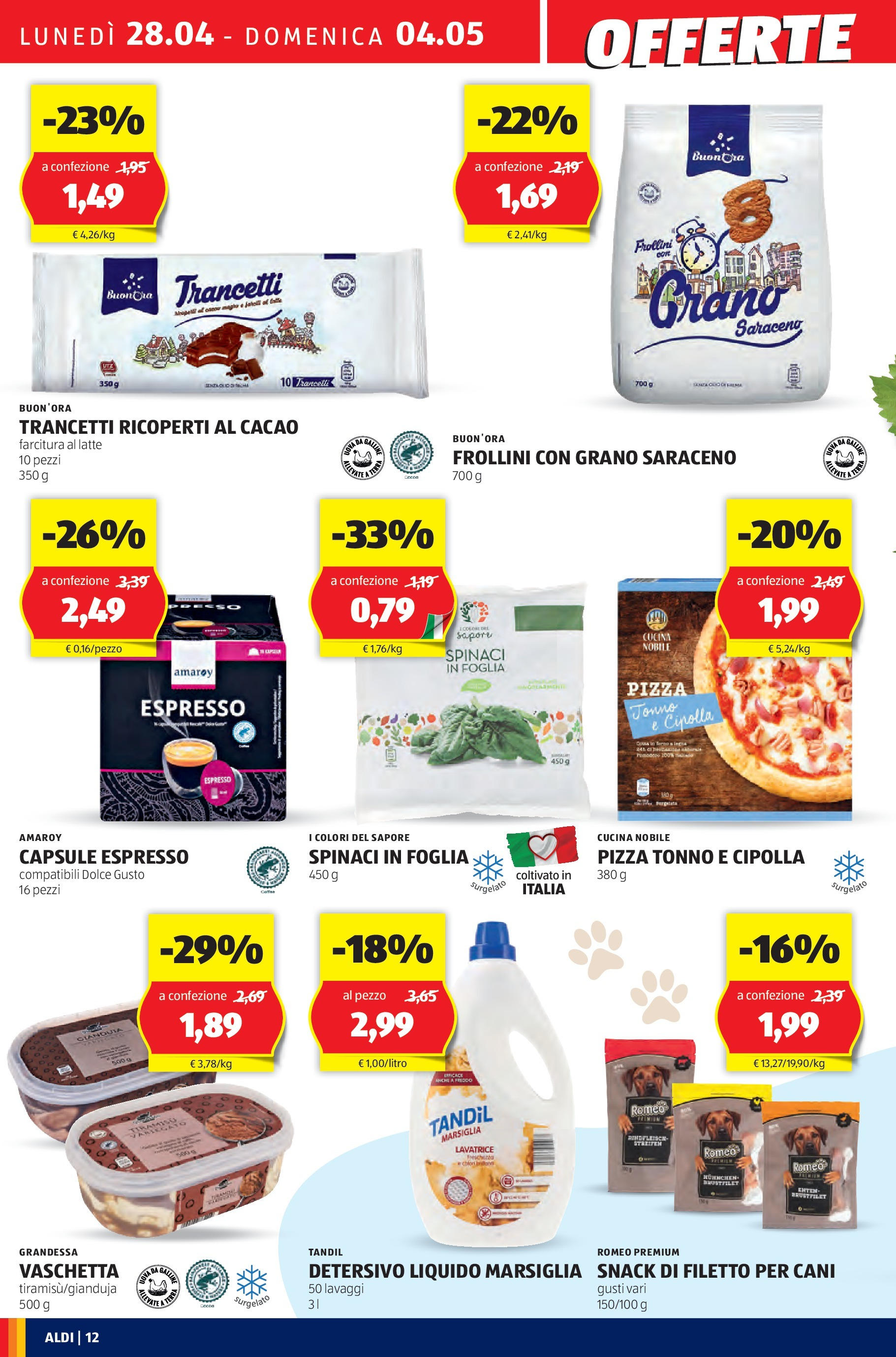 Nuovo Aldi - Regione che vai dal 27/04/2025 > offerte anteprima 🛍️ | Pagina: 12 | Prodotti: Latte, Spinaci, Lavatrice, Cacao