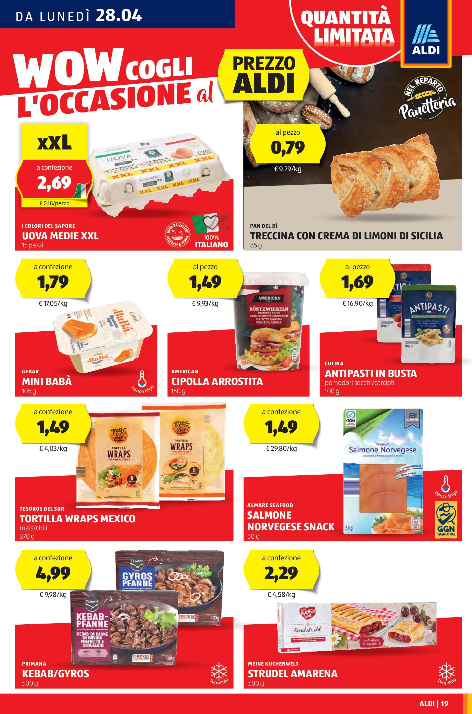 Nuovo Aldi - Regione che vai dal 27/04/2025 > offerte anteprima 🛍️ | Pagina: 19 | Prodotti: Bovino, Uova, Salmone, Cipolle