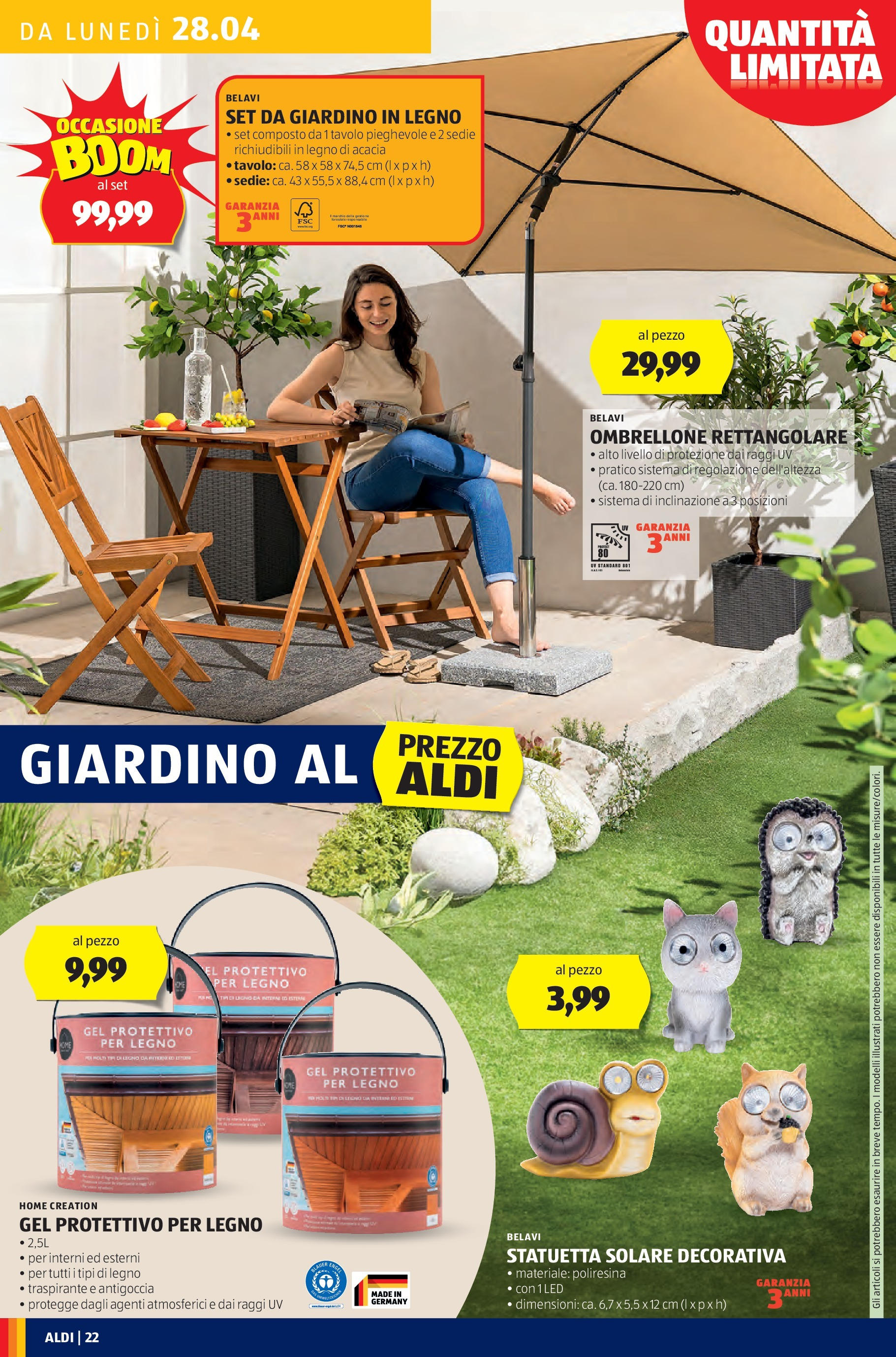 Nuovo Aldi - Regione che vai dal 27/04/2025 > offerte anteprima 🛍️ | Pagina: 22 | Prodotti: Ombrellone, Set da giardino, Tavolo