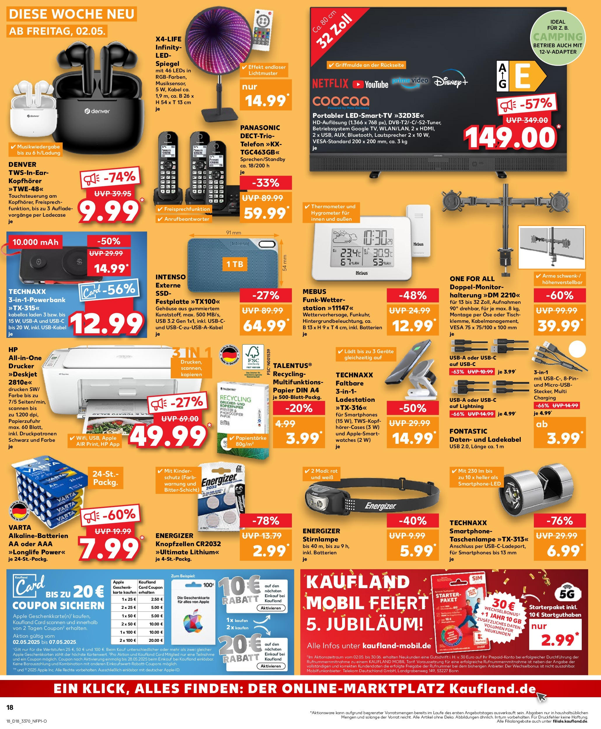 Kaufland - Kaufland: Wochenangebote (ab 01.05.2025) » Angebote Online | Seite: 18 | Produkte: USB, Smart TV, Smartphones, Apple Kaufland - Kaufland: Wochenangebote (ab 01.05.2025) » Angebote Online zum Blättern | Seite: 18 | Produkte: USB, Smart TV, Smartphones, Apple