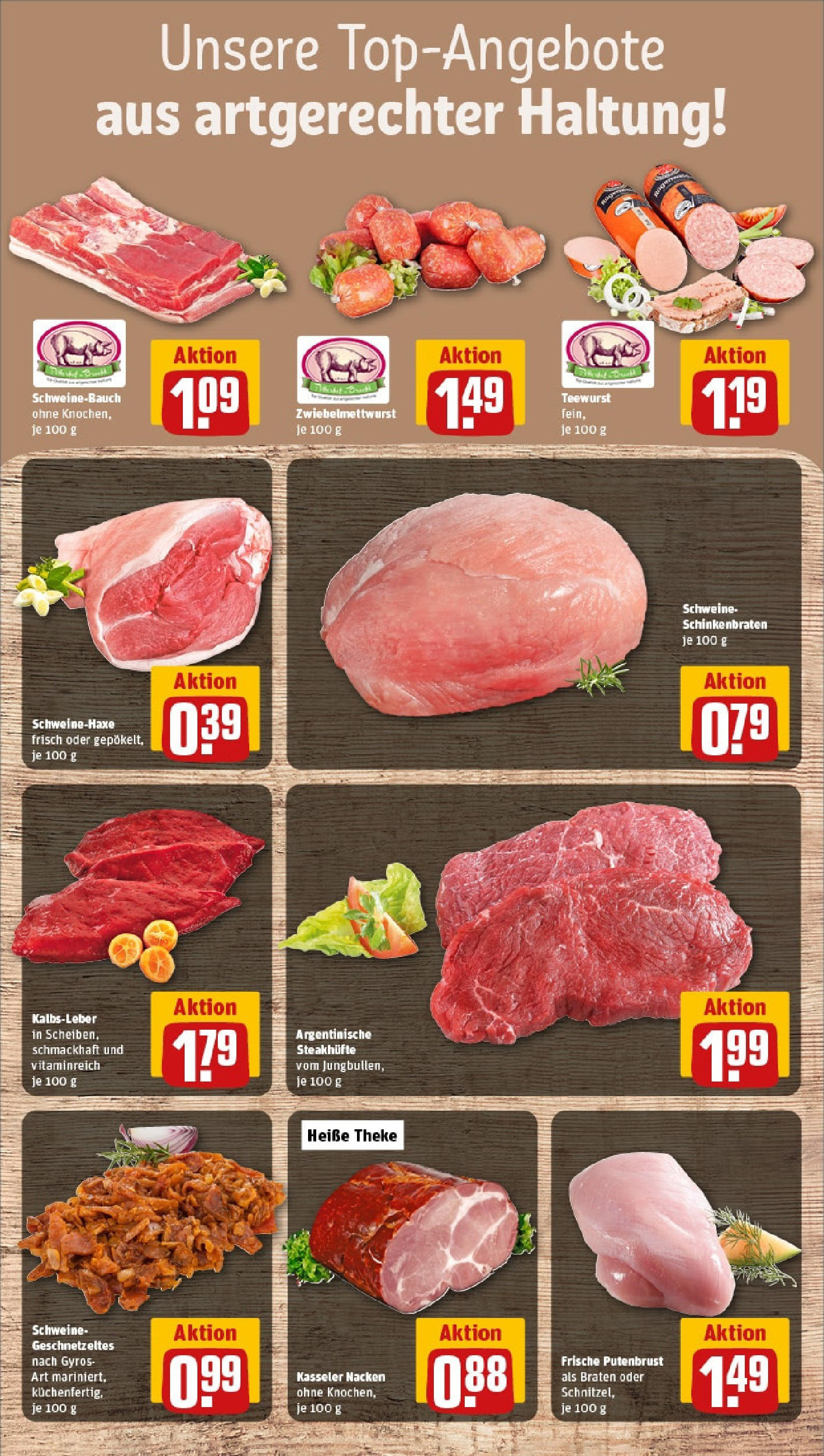 Rewe - Rewe: Wochenangebote (ab 27.04.2025) zum Blättern » Angebote | Seite: 8 | Produkte: Theke, Schweinebauch, Kalbsleber, Steak