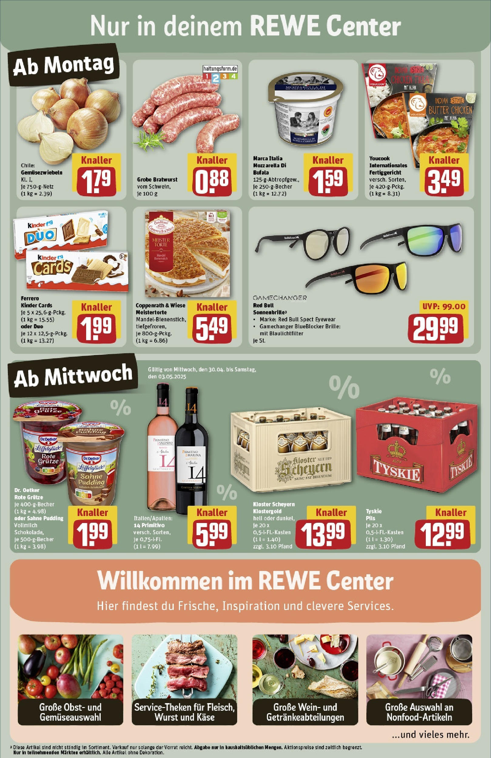 Rewe - Rewe: Wochenangebote (ab 27.04.2025) zum Blättern » Angebote | Seite: 3 | Produkte: Tyskie, Käse, Mozzarella, Brille