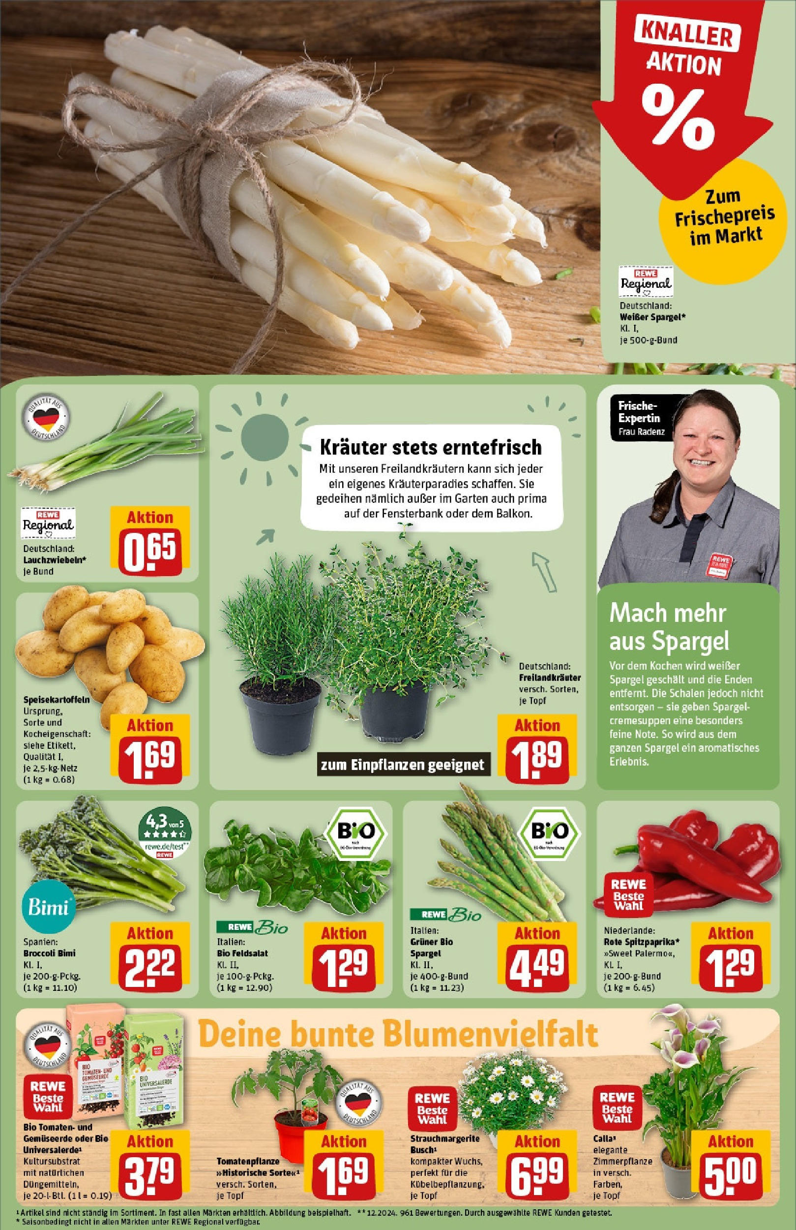 Rewe - Rewe: Wochenangebote (ab 27.04.2025) zum Blättern » Angebote | Seite: 7 | Produkte: Tomaten, Spargel