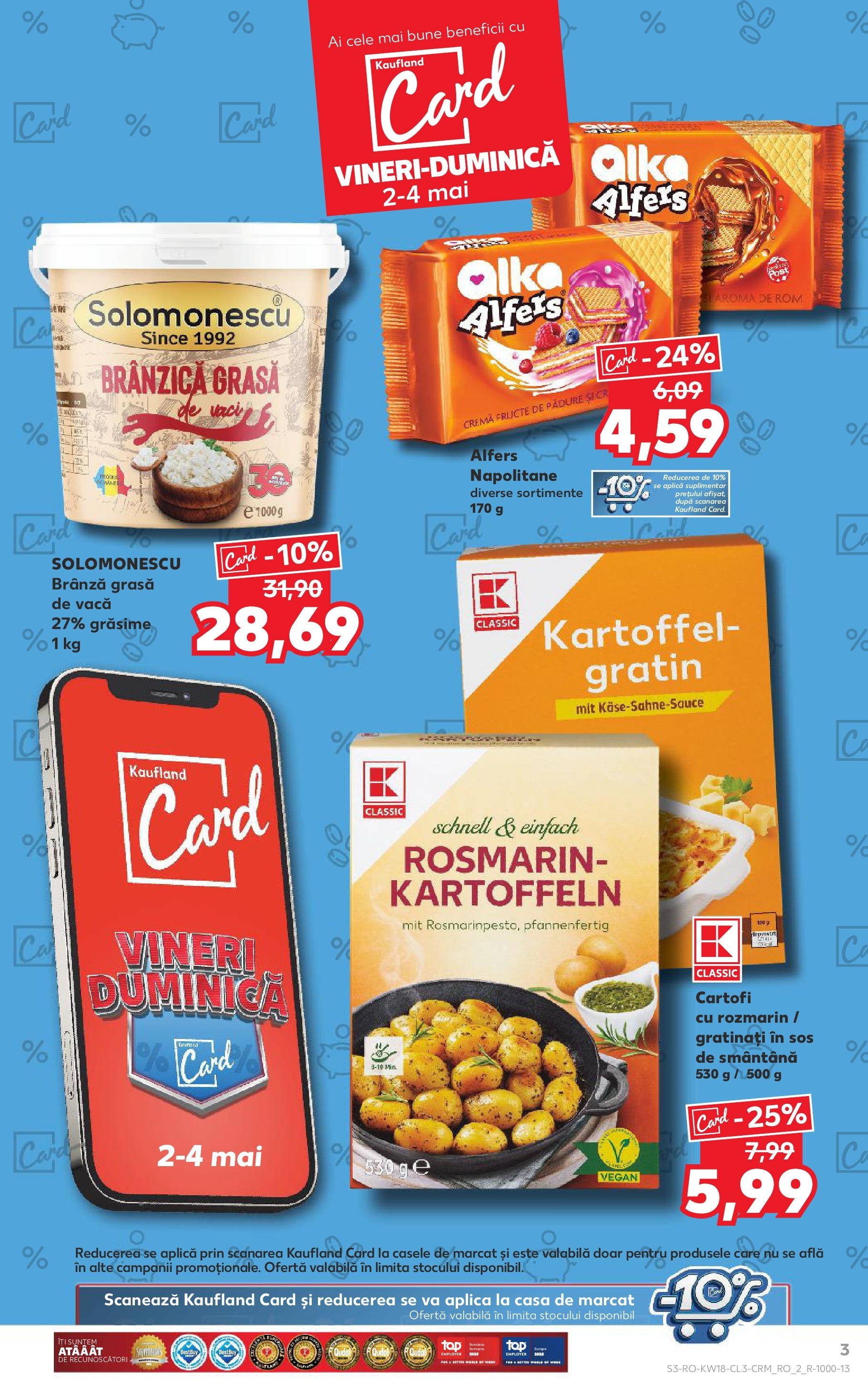 Catalog Kaufland - Bucureşti 02.05.2025 - Revista si Oferta | Pagină: 3 | Produse: Napolitane, Brânză, Cremă, Cartofi