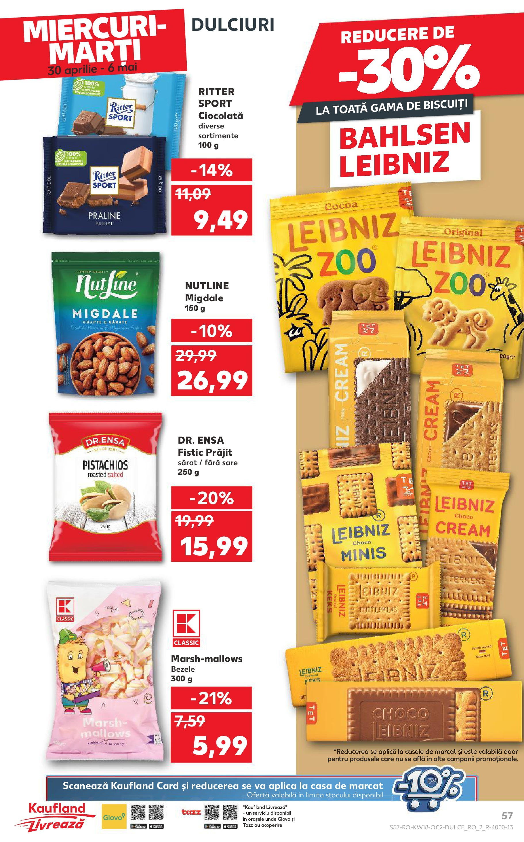 Catalog Kaufland - Iaşi 30.04.2025 || Revista si Oferte | Pagină: 57 | Produse: Migdale, Praline, Ciocolată, Biscuiți Catalog Kaufland - Iaşi 30.04.2025 - Revista si Oferta | Pagină: 57 | Produse: Migdale, Praline, Ciocolată, Biscuiți