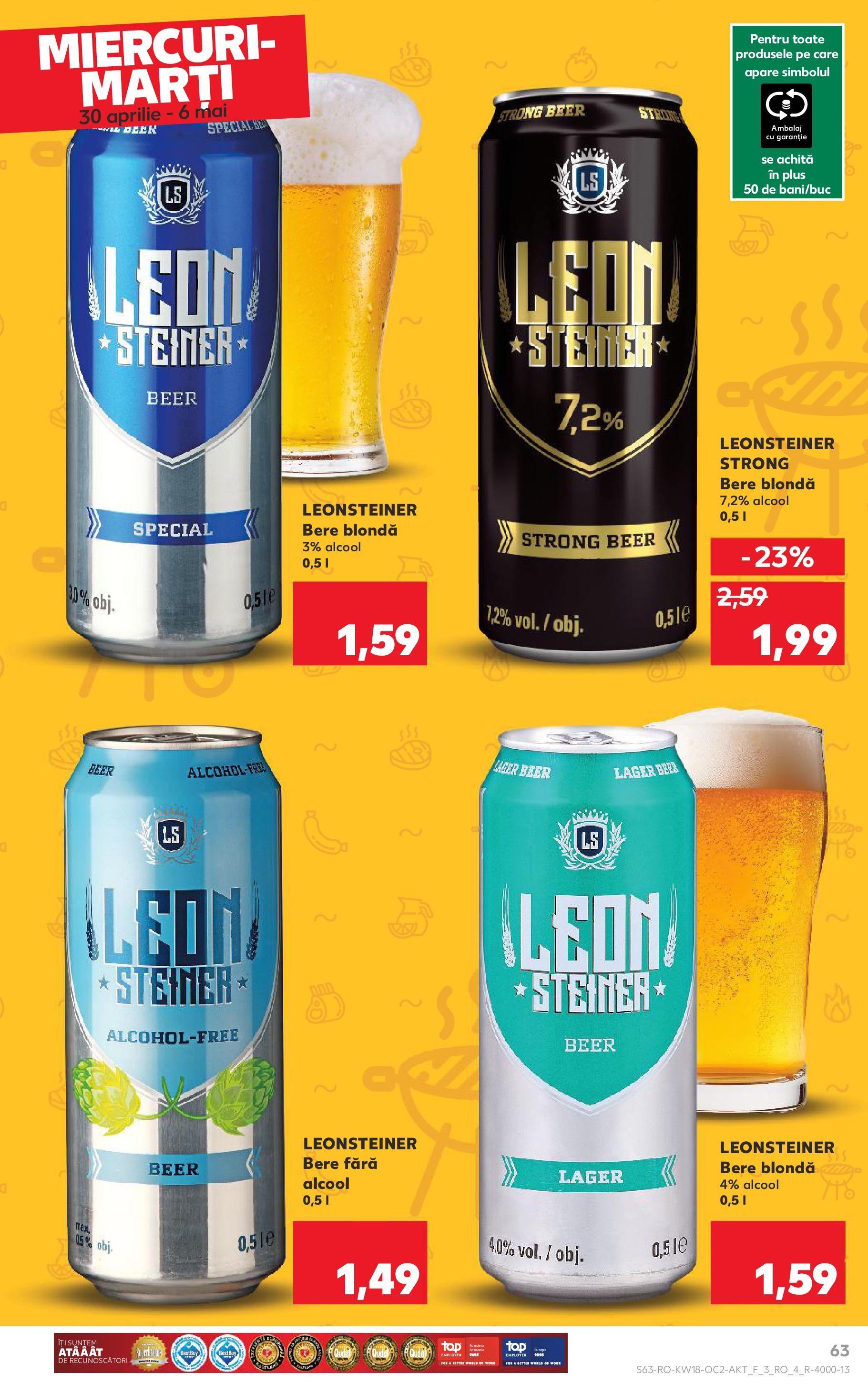Catalog Kaufland - Iaşi 30.04.2025 || Revista si Oferte | Pagină: 63 | Produse: Bere Catalog Kaufland - Iaşi 30.04.2025 - Revista si Oferta | Pagină: 63 | Produse: Bere