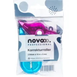 NOVOOO Professional Korrekturroller-Set Fancy 10 m x 5 mm 2 Stück türkis/magenta