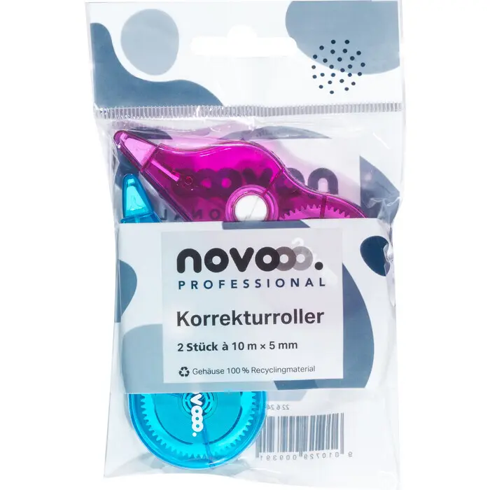 NOVOOO Professional Korrekturroller-Set Fancy 10 m x 5 mm 2 Stück türkis/magenta