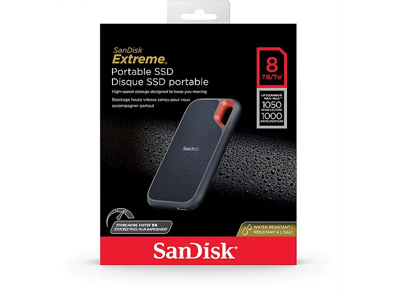 SandISK Extreme® Portable SSD MSH, externe Festplatt, 8 TB SSD, USB, Schwarz; Festplatte