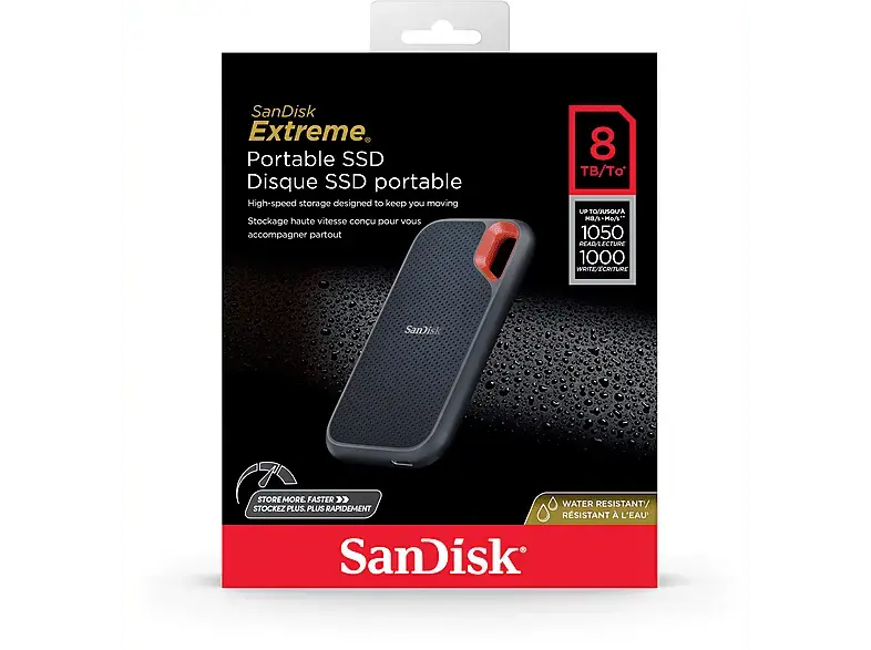 SandISK Extreme® Portable SSD MSH, externe Festplatt, 8 TB SSD, USB, Schwarz; Festplatte