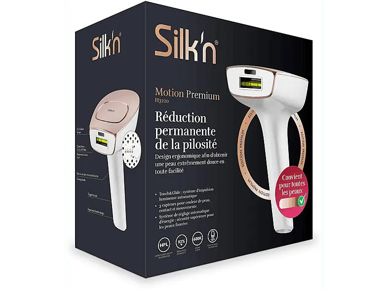 Silk'n MOP1PE4P001 Motion Premium IPL Haarentfernungsgerät (rose gold, mit 1 Aufsatz und Aufbewahrungskoffer, Netzbetrieb)