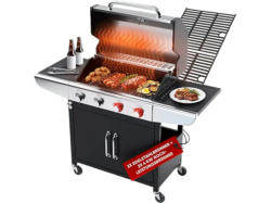 Profi Cook PC-GG 1311 4-Brenner Gasgriller, Silber (14 kW)