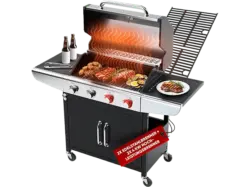 Profi Cook PC-GG 1311 4-Brenner Gasgriller, Silber (14 kW)