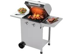 Profi Cook PC-GG 1309 2-Brenner Gasgriller, Silber (6 kW)