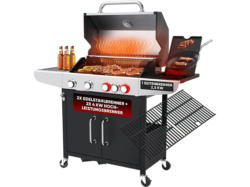 Profi Cook PC-GG1311 4-Brenner + Kochstelle Gasgriller, Silber (16,5 kW)