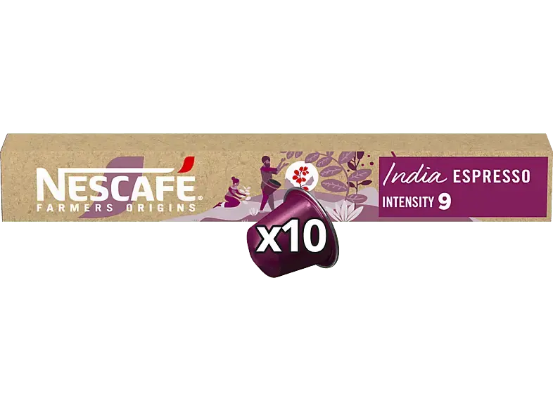 Nescafe Farmers Origins India Kaffeekapseln, 10 Stück, Kompatibles System: Nespresso