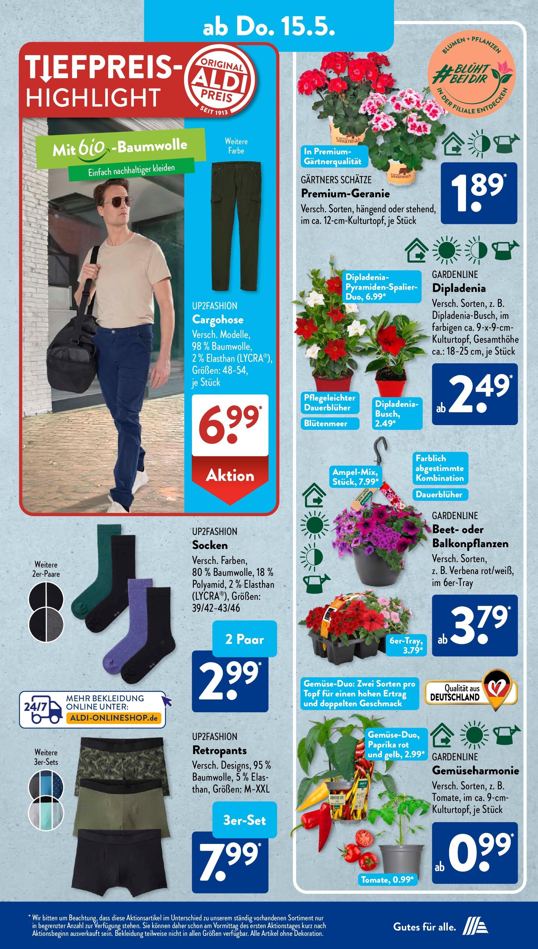 Aldi Süd - Aldi Süd: Wochenangebote (ab 11.05.2025) zum Blättern | Seite: 22 | Produkte: Cargohose, Paprika rot, Blumen, Socken Aldi Süd - Aldi Süd: Wochenangebote (ab 11.05.2025) zum Blättern | Seite: 22 | Produkte: Cargohose, Paprika rot, Blumen, Socken