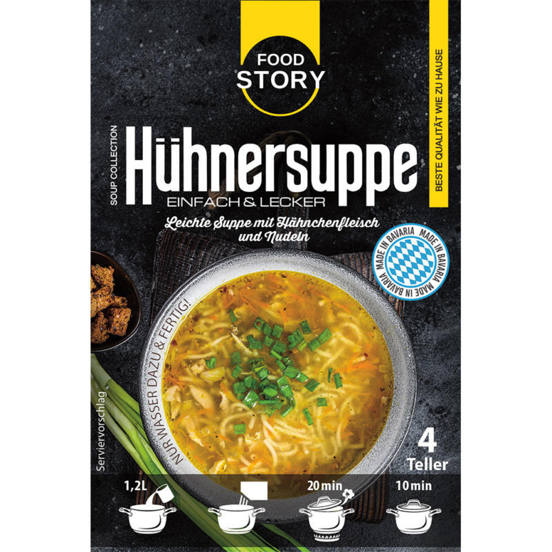 Hühnersuppenmischung mit Hähnchenfleisch und Nudeln