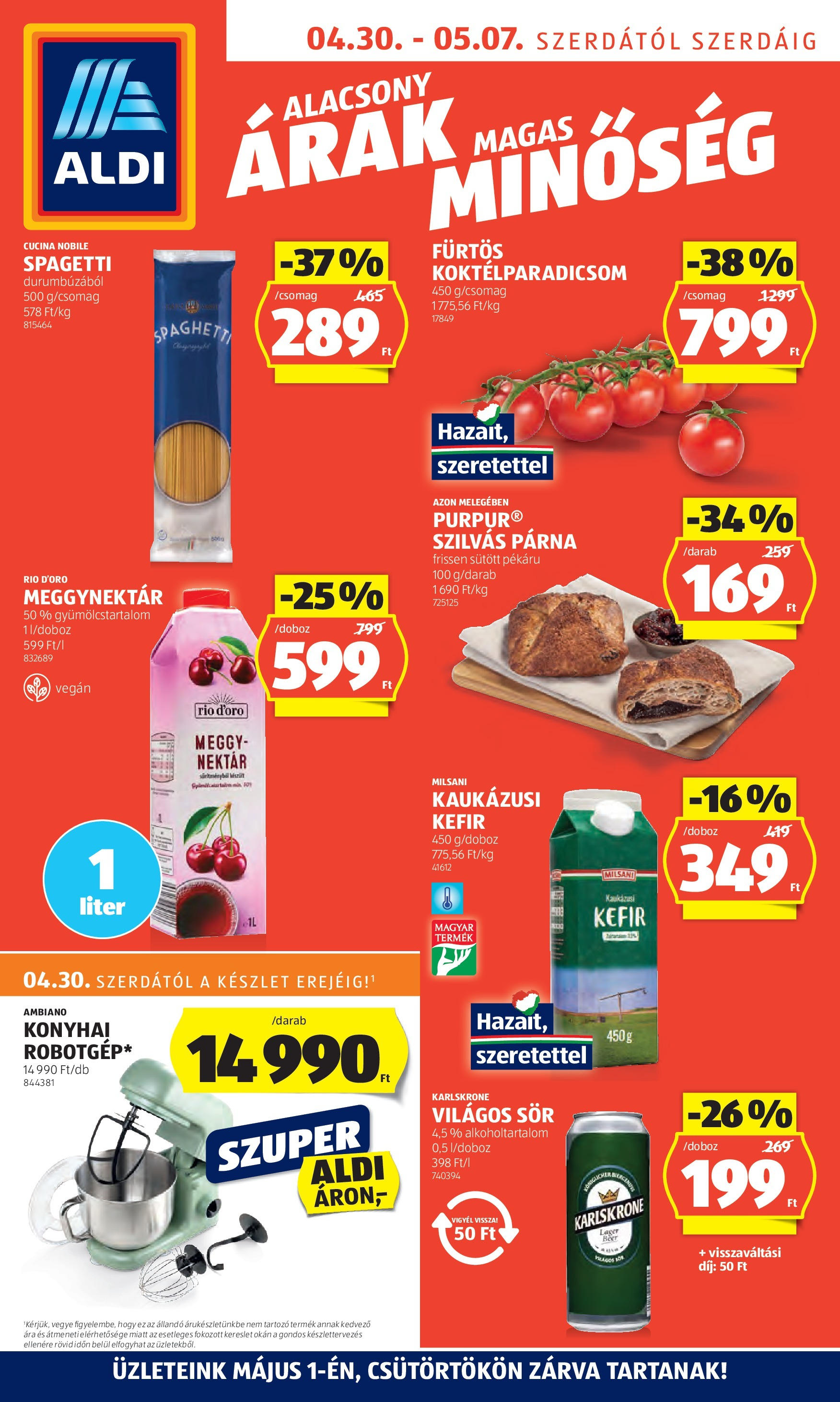 Aldi - Aldi újság érvényessége 2025.05.07.-iG - 2025.04.29. -tól/töl > akció, lapozható szórólap 🛍️ | Oldal: 1 | Termékek: Meggy, Párna, Sör, Vegán