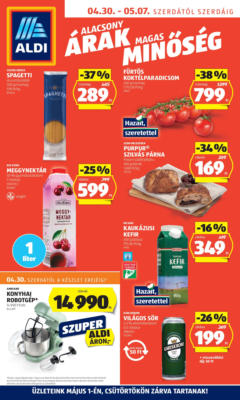 Aldi - Aldi újság érvényessége 2025.05.07.-iG - amely érvényes a következő dátumtól: 29.04.2025