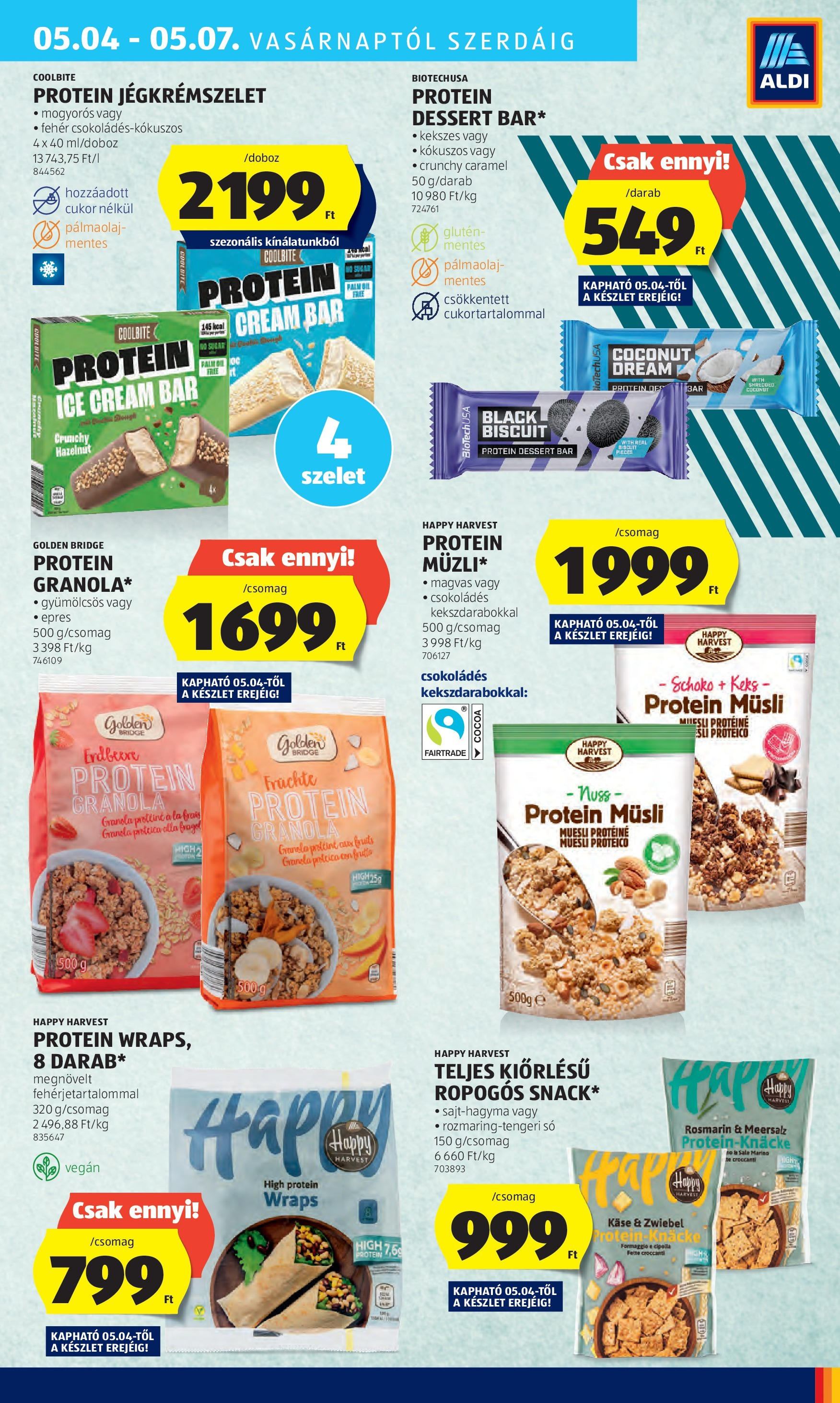 Aldi - Aldi újság érvényessége 2025.05.07.-iG - 2025.04.29. -tól/töl > akció, lapozható szórólap 🛍️ | Oldal: 33 | Termékek: Protein, Granola, Só, Cukor